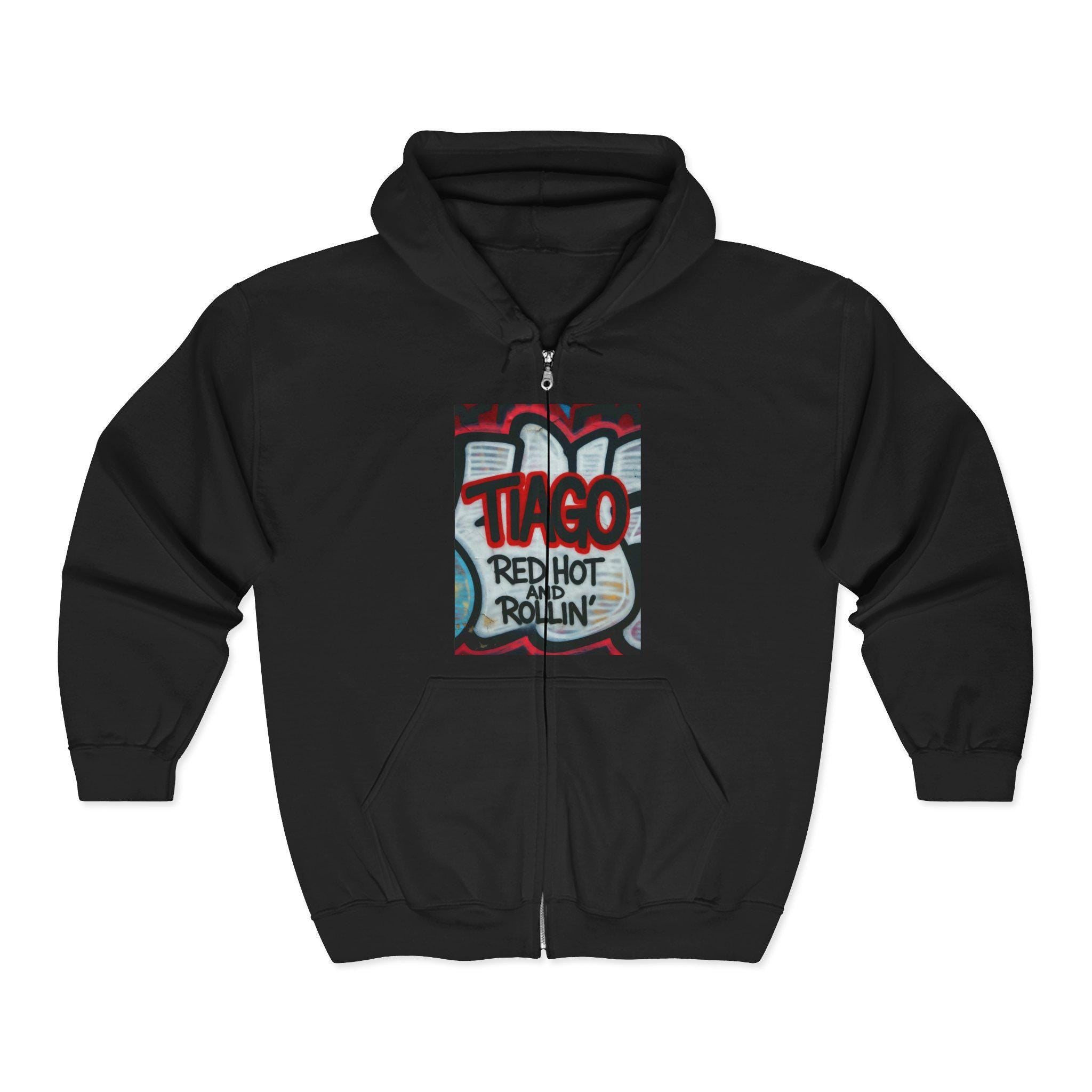 Tiago Graffiti Zip Hoodie, Unisex Street Style Sweatshirt