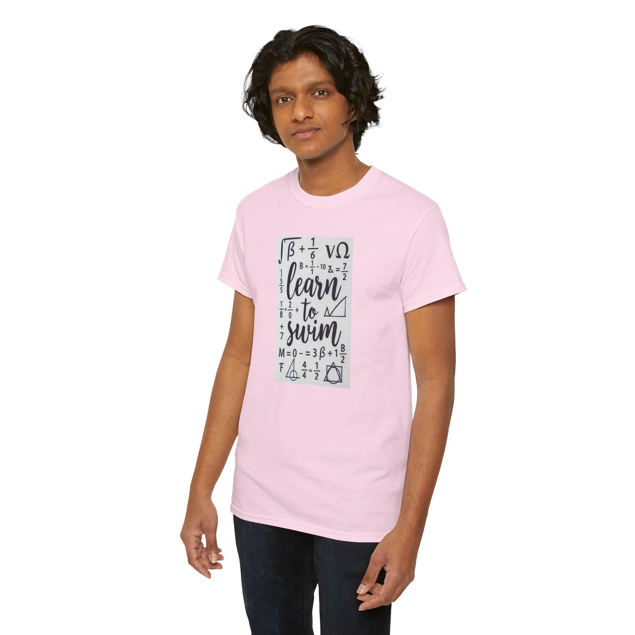 Learn To Swim Heavy Cotton Tee: Unisex Swim Lesson Shirt