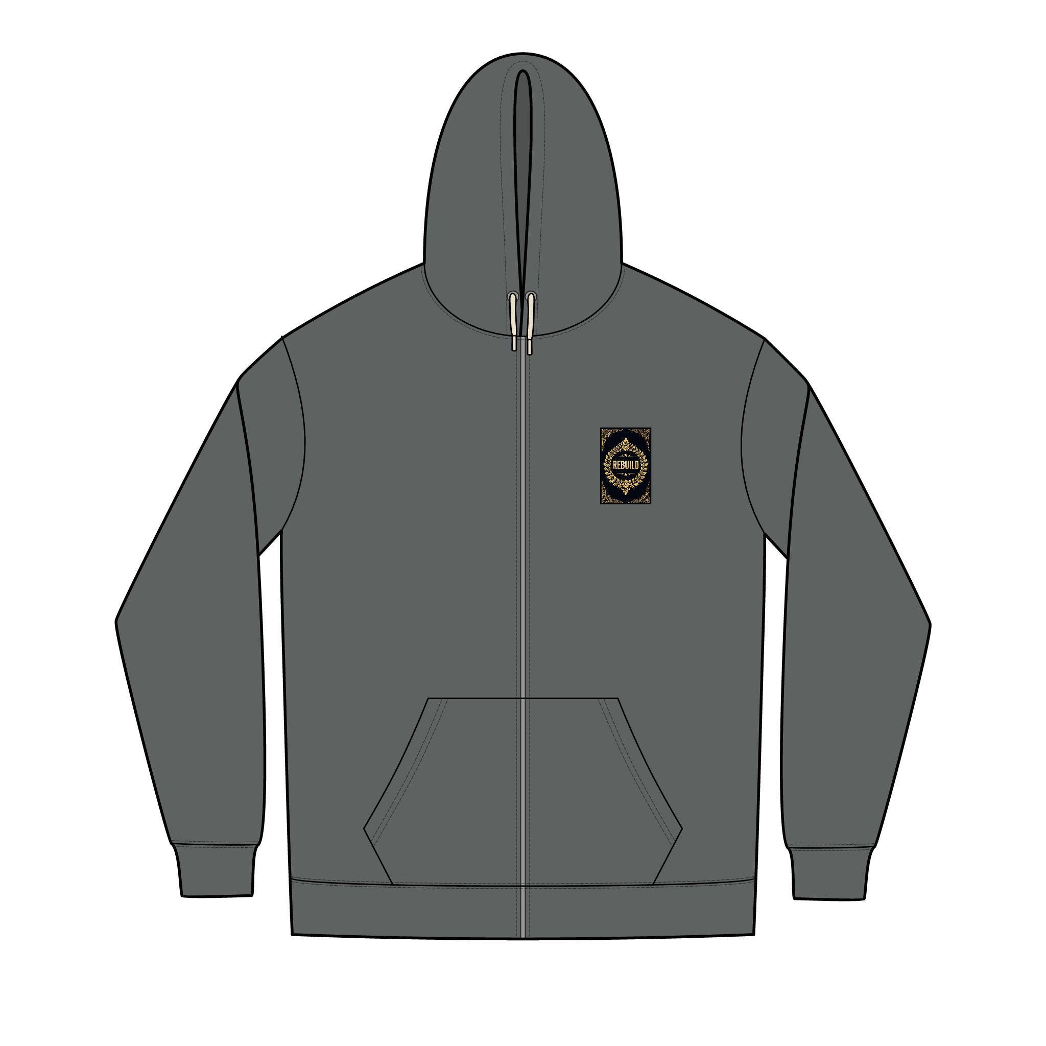 Eco-Friendly Re-Fleece Hoodie: 'Rebuild' Graphic, Full Zip
