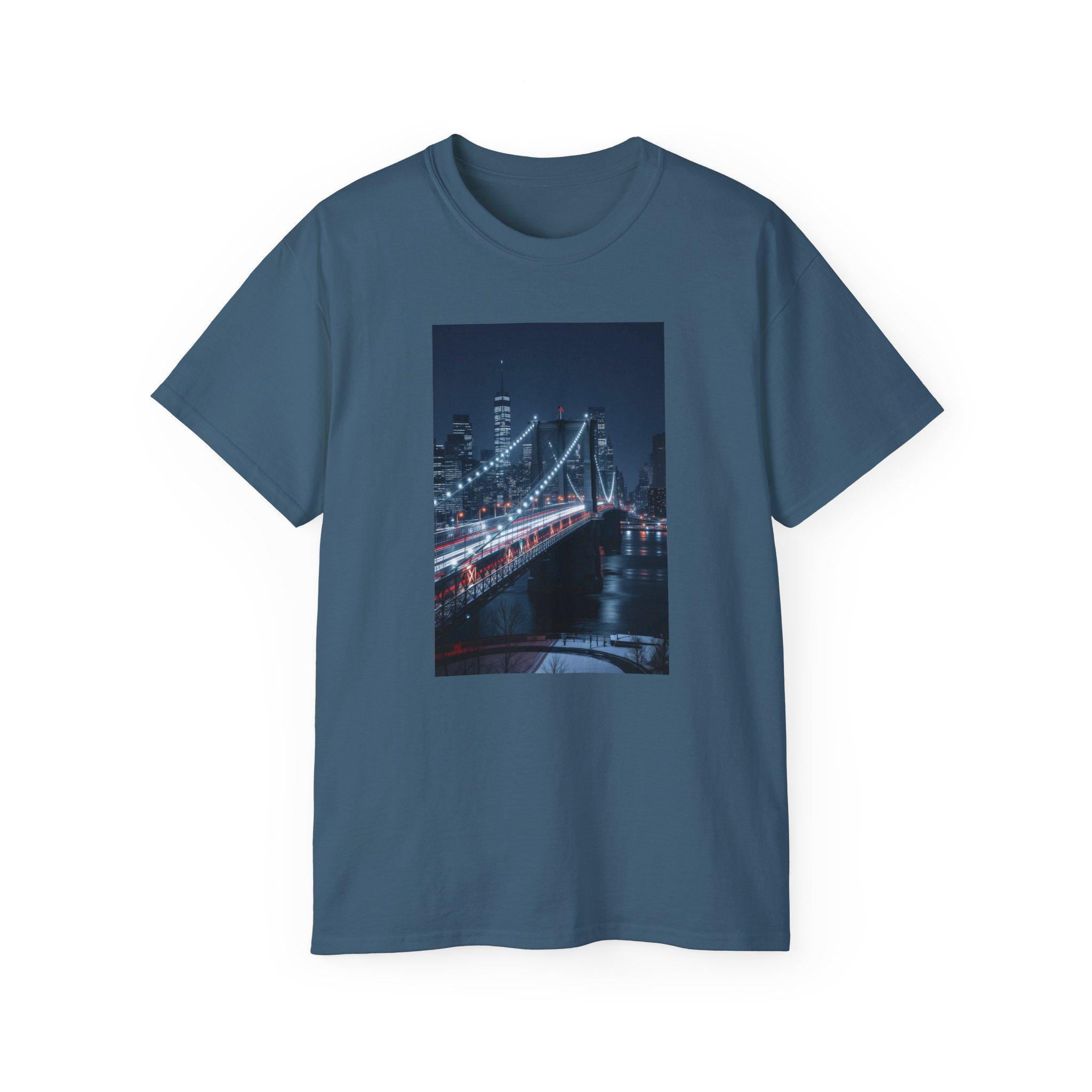Cityscape Bridge Graphic Ultra Cotton Tee: Night Vibes