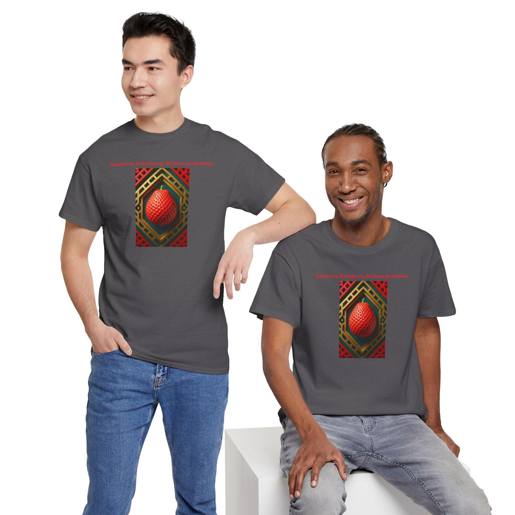 Strawberry Unisex Heavy Cotton Tee: Artistic Fruit Design