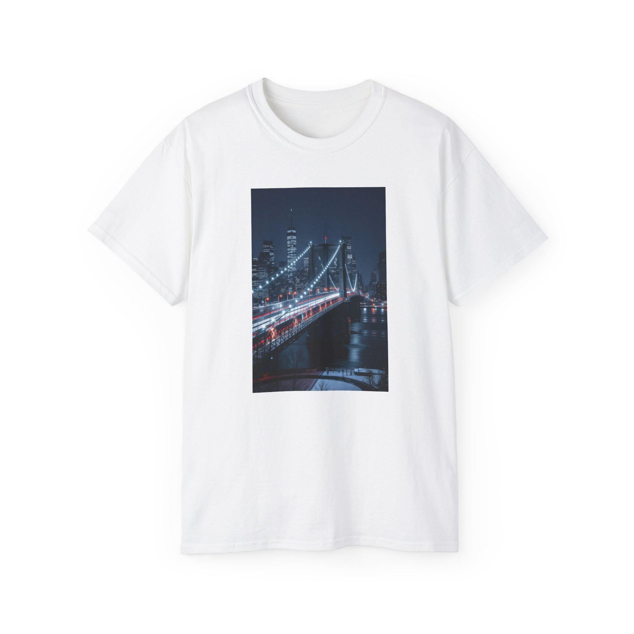 Cityscape Bridge Graphic Ultra Cotton Tee: Night Vibes