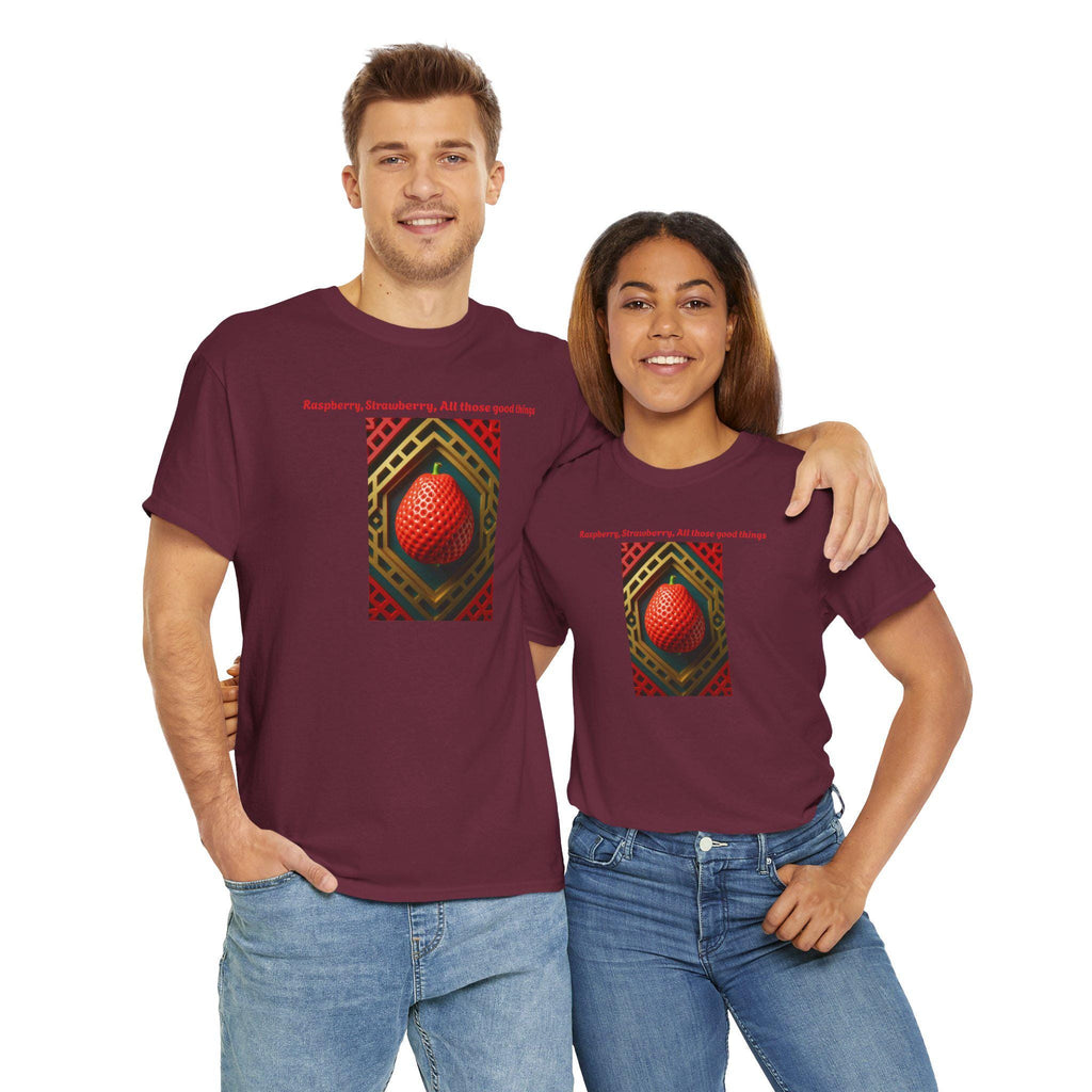 Strawberry Unisex Heavy Cotton Tee: Artistic Fruit Design