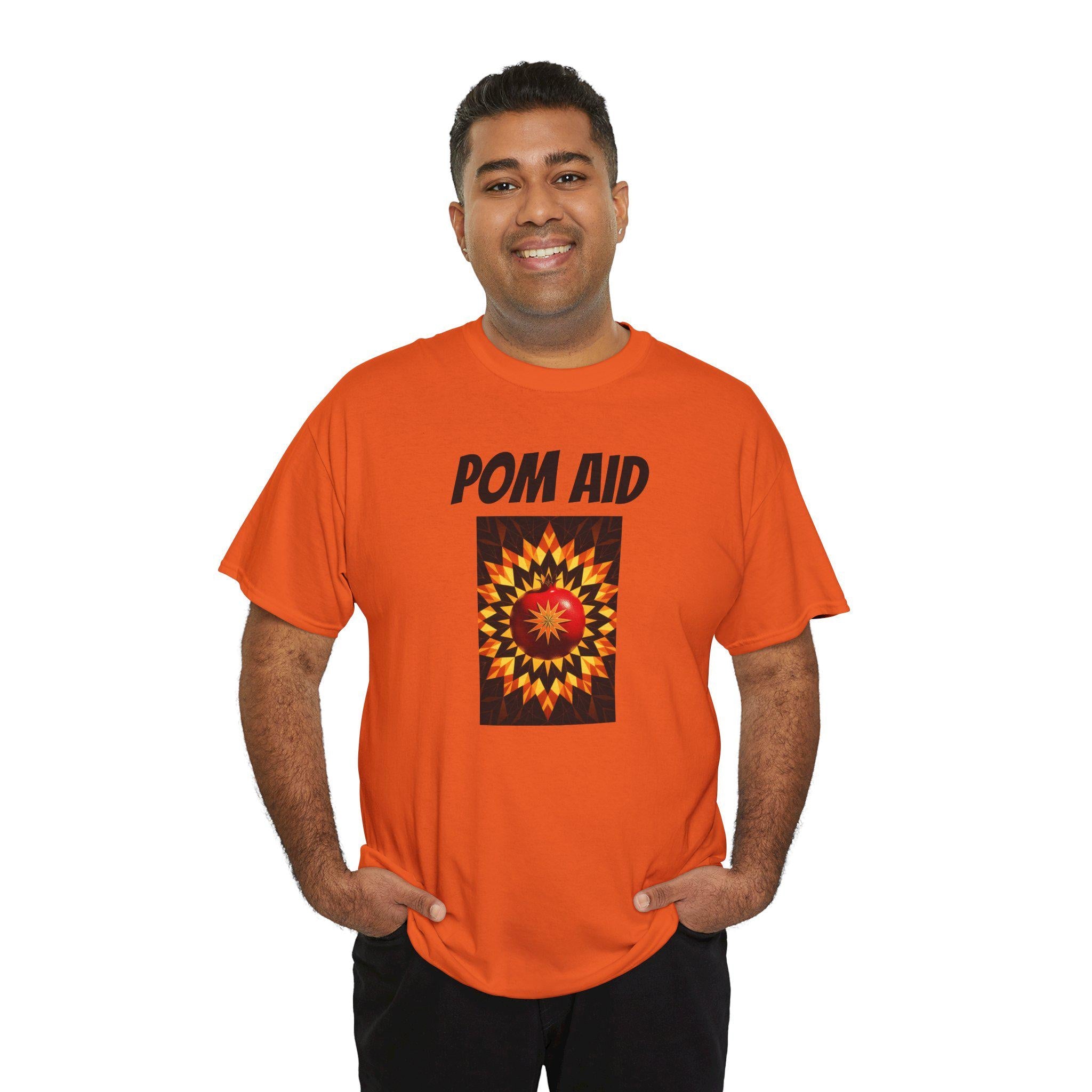 Vibrant 'POM AID' Graphic Tee - Unisex Music Festival Shirt