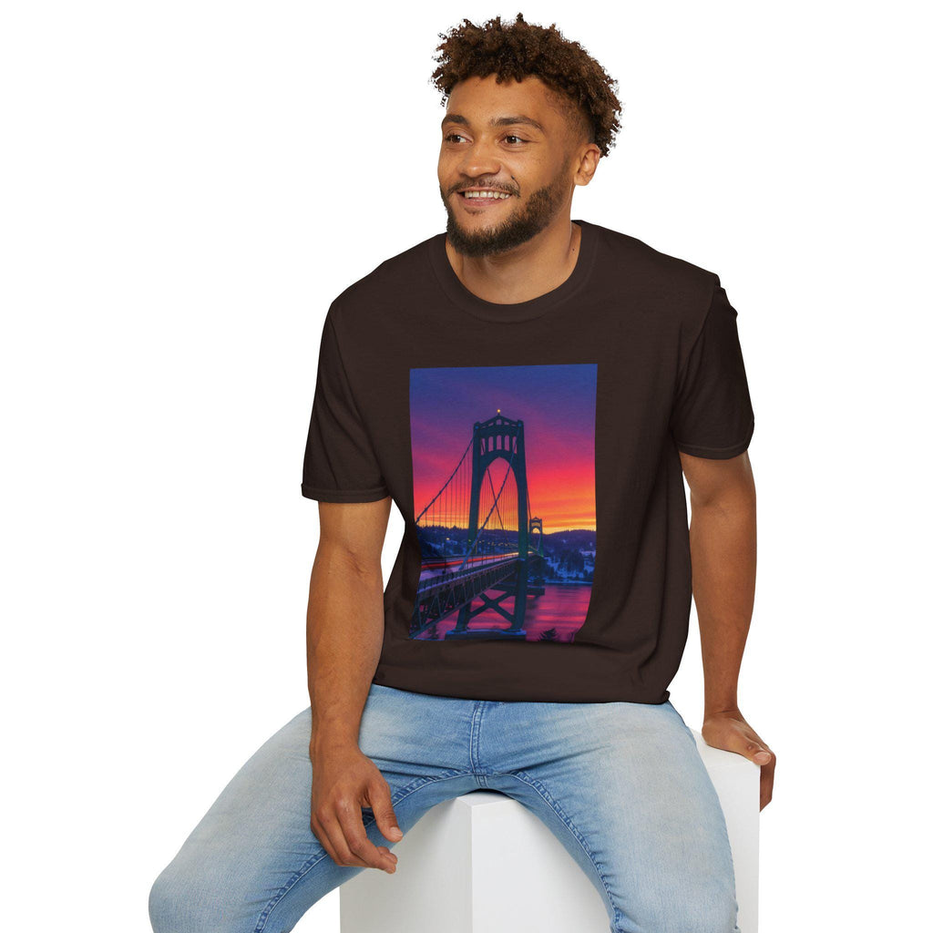 St. Johns Bridge PDX T-Shirt: Unisex Softstyle Cotton Tee