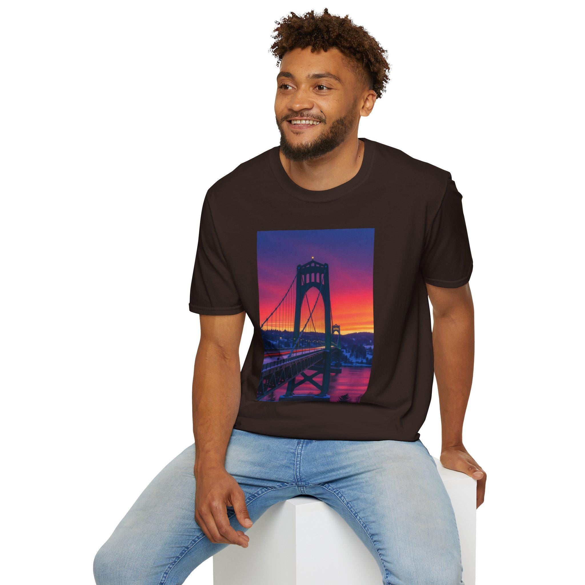 St. Johns Bridge PDX T-Shirt: Unisex Softstyle Cotton Tee