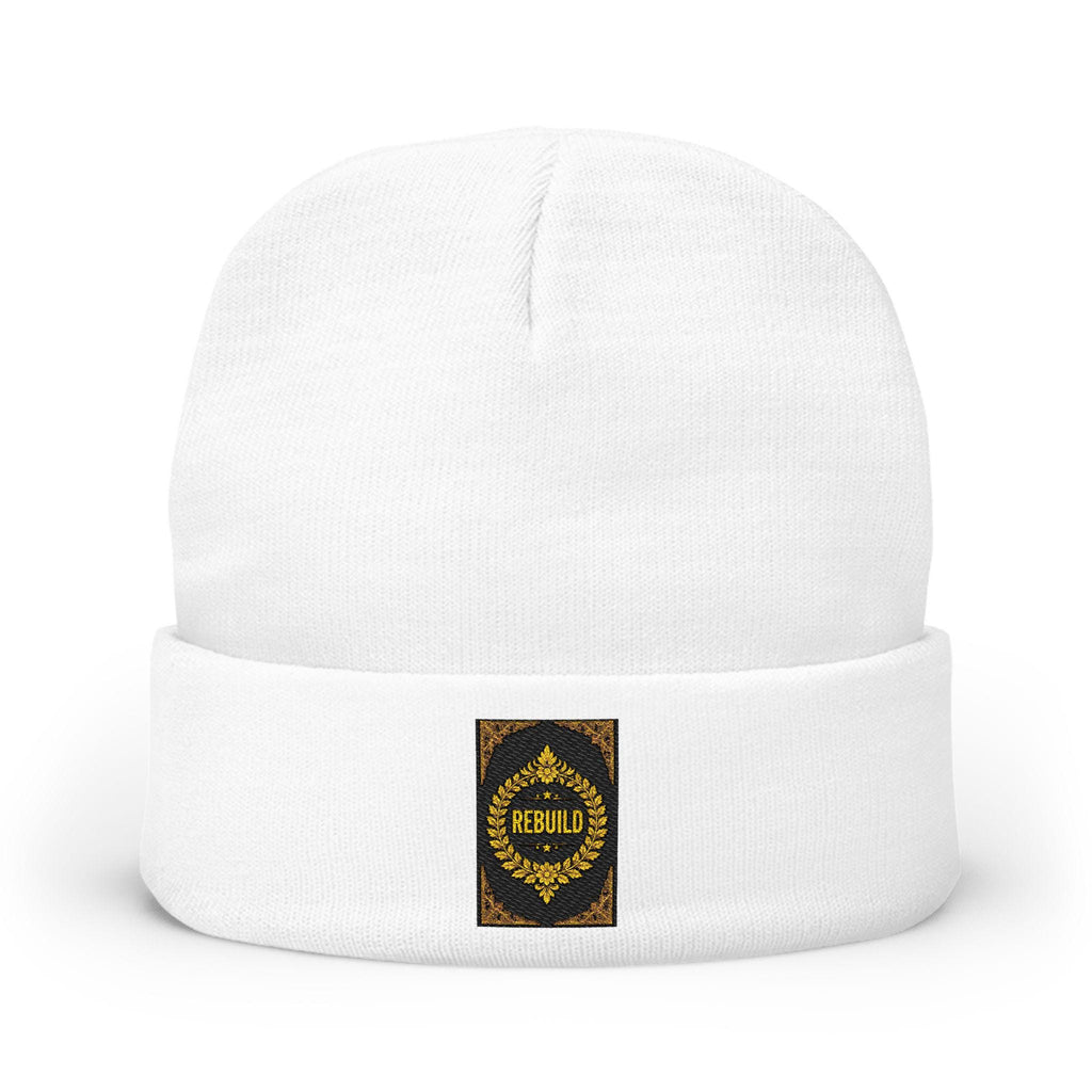 Embroidered Knit Beanie: Warm Cotton-Acrylic Blend Winter Cap