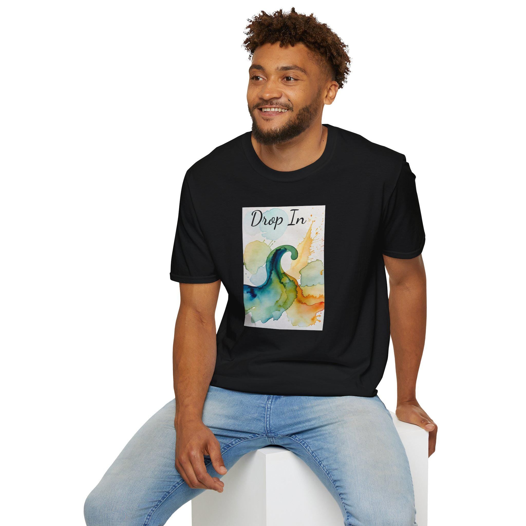 Watercolor Wave T-Shirt, Unisex Surfing Tee, Beachwear