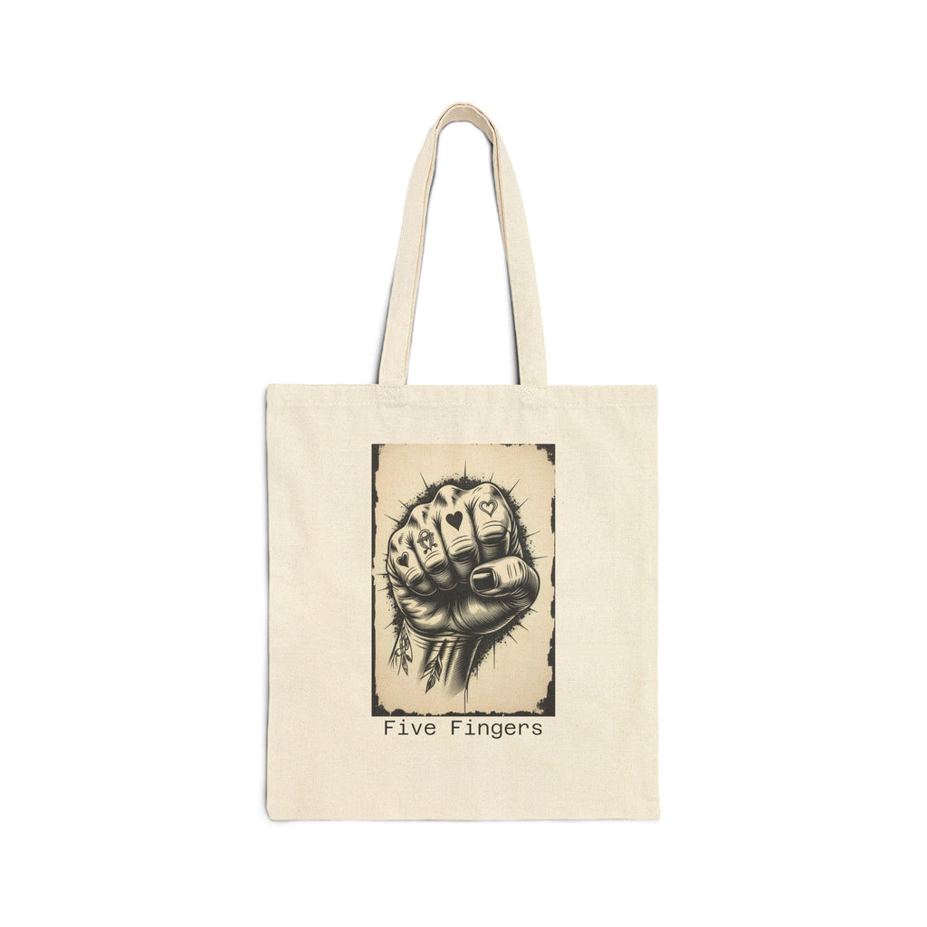 Hand Drawn 'Five Fingers' Cotton Canvas Tote Bag