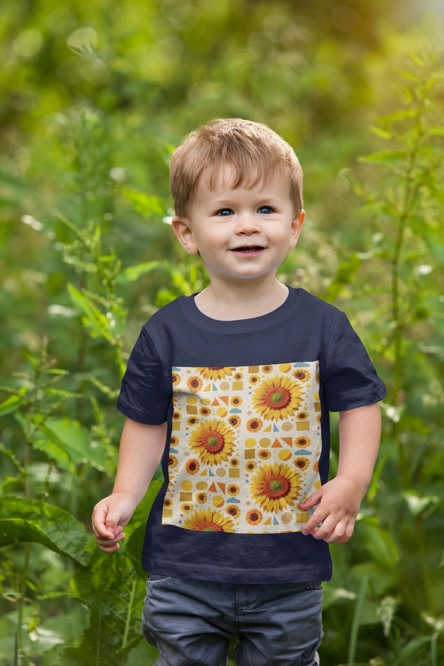 Sunflower Print Toddler T-shirt – Fun Summer Cotton Tee
