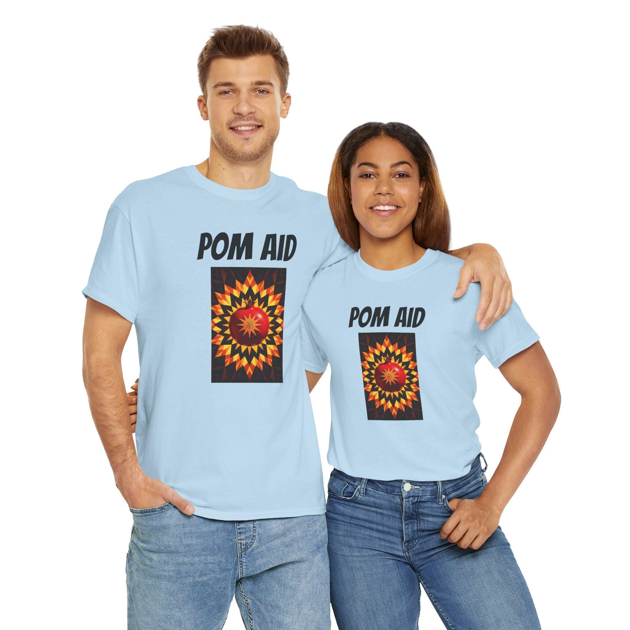 Vibrant 'POM AID' Graphic Tee - Unisex Music Festival Shirt