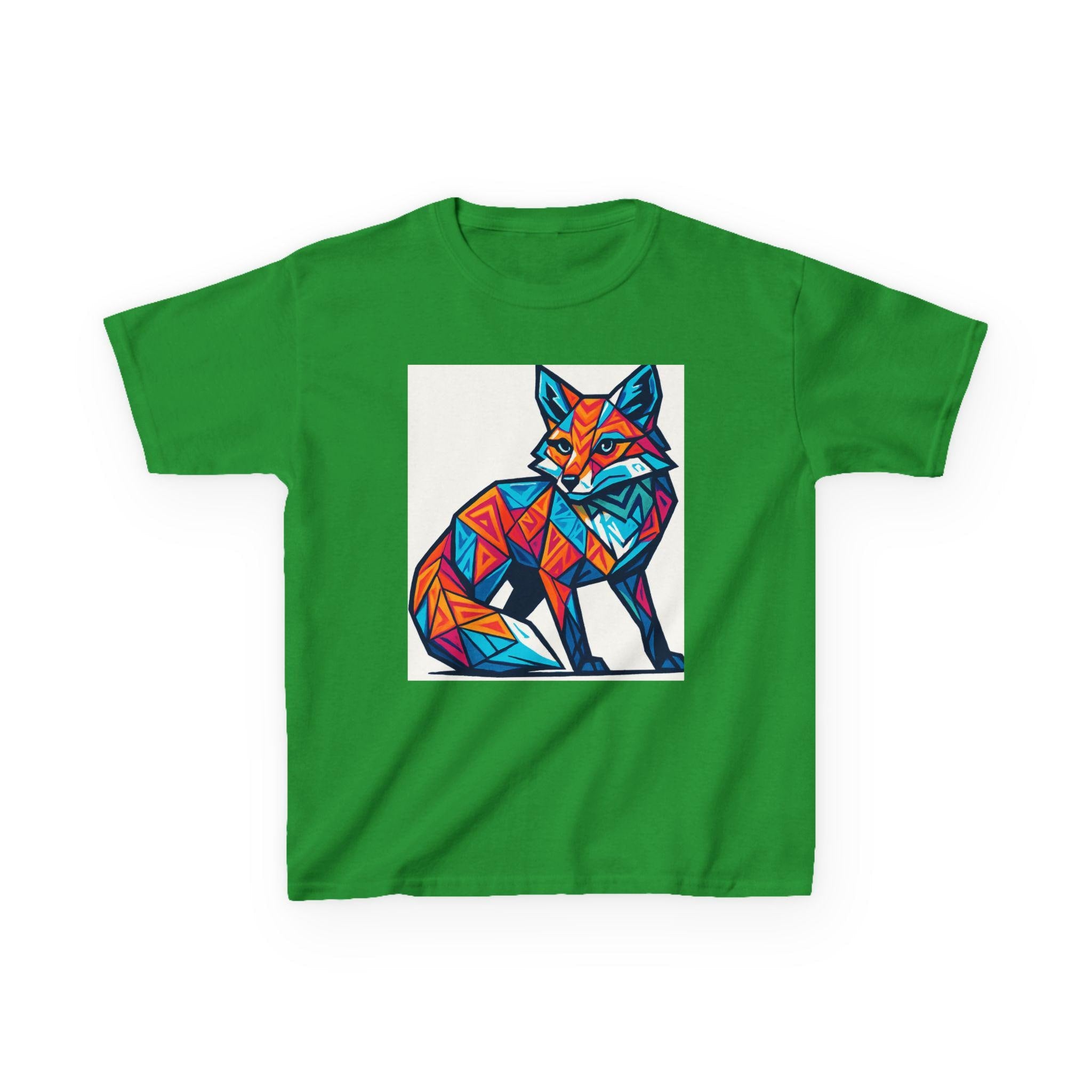 Geometric Fox Kids Tee: Colorful Graphic Art Shirt