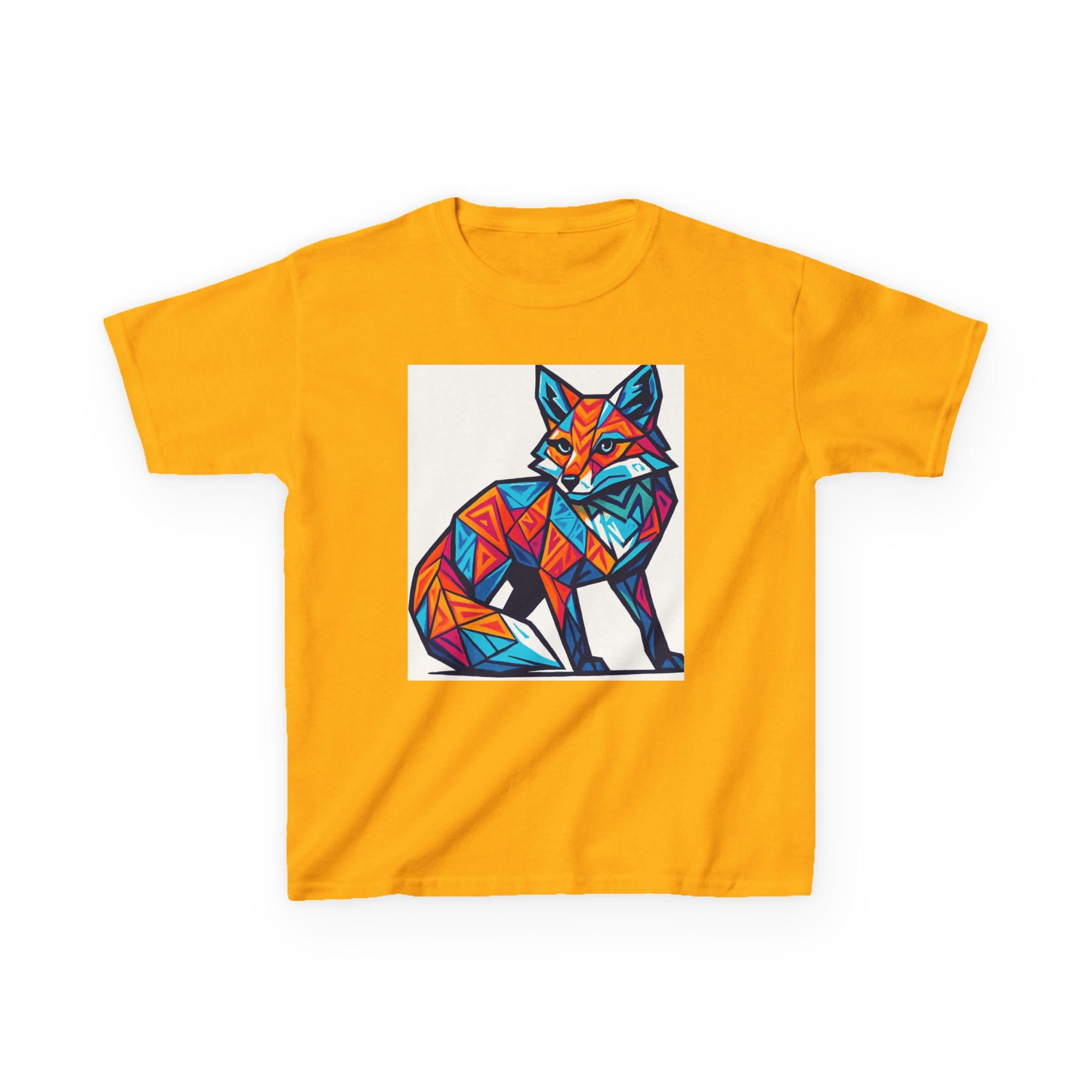 Geometric Fox Kids Tee: Colorful Graphic Art Shirt