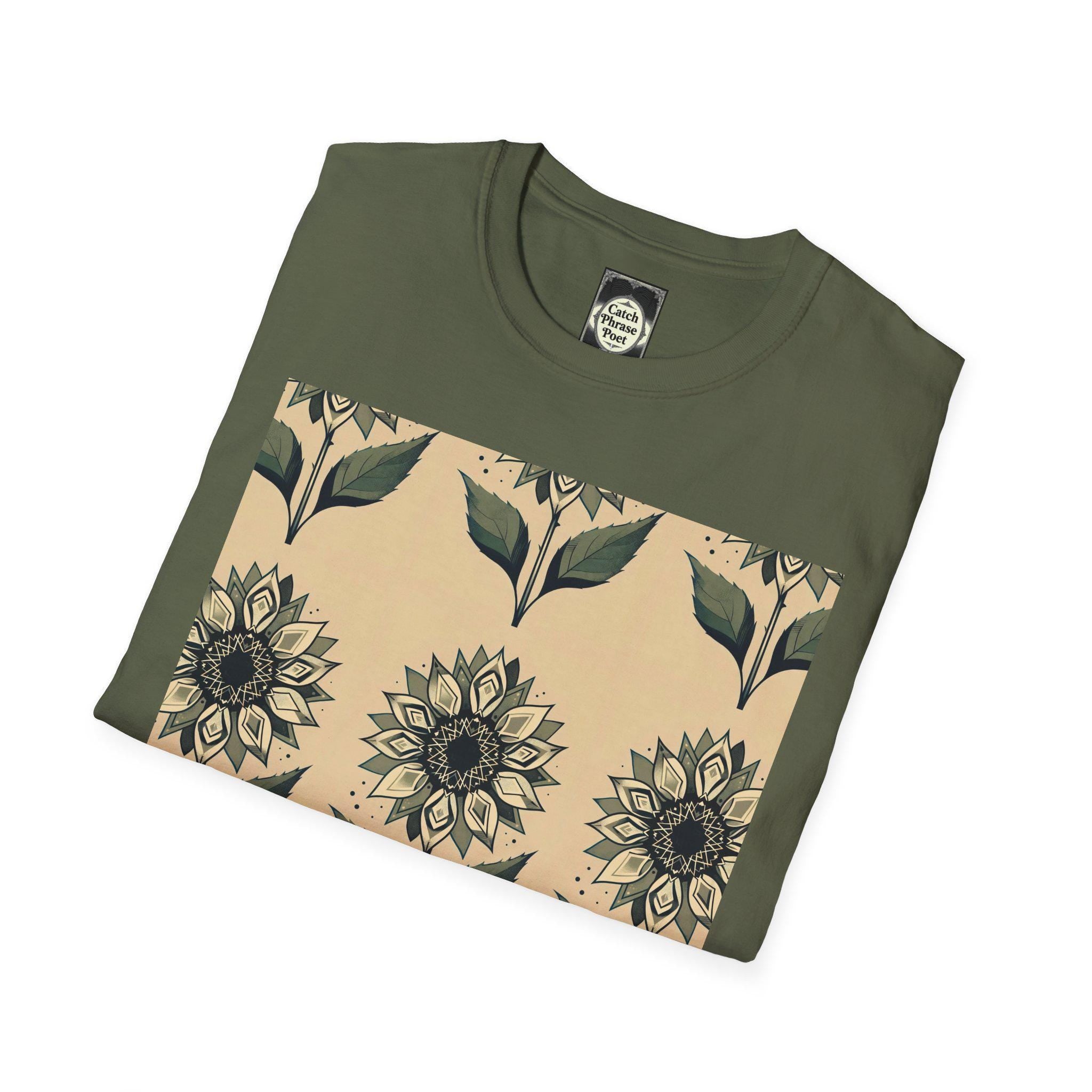 Floral Sunflower T-Shirt, Unisex Softstyle Cotton Tee