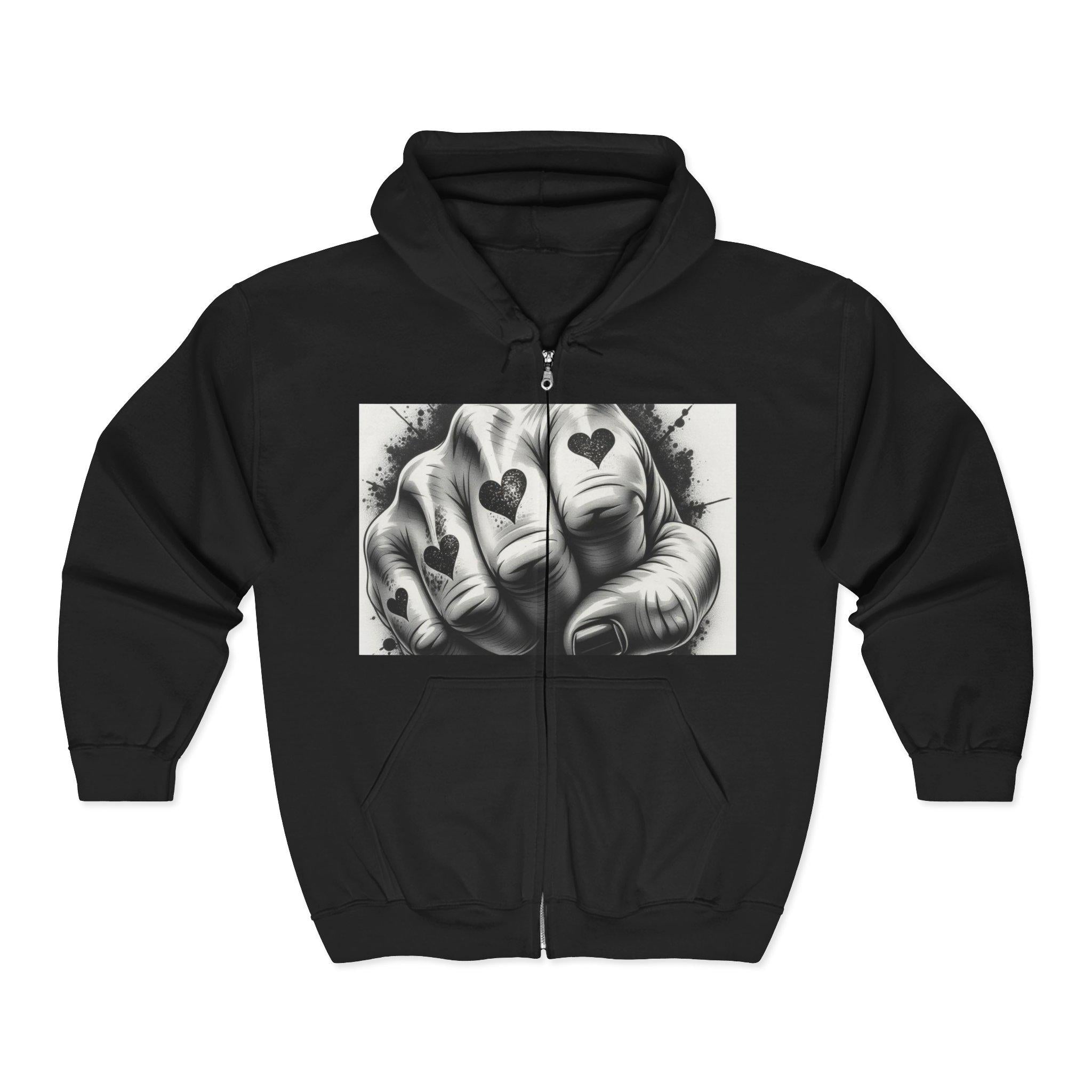 Heart Fist Full Zip Hoodie: Valentine's Day Gift