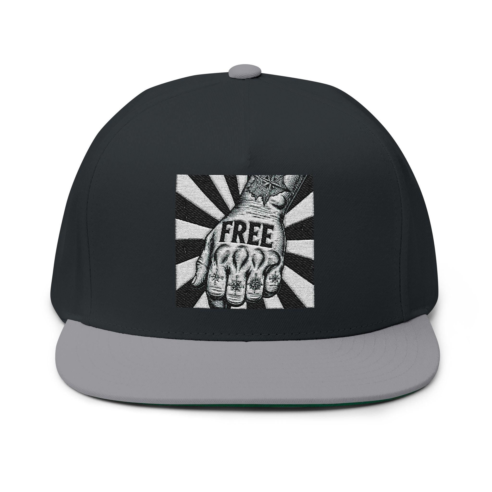 Free Spirit Embroidered Flat Bill Cap - Cotton Twill Urban Hat