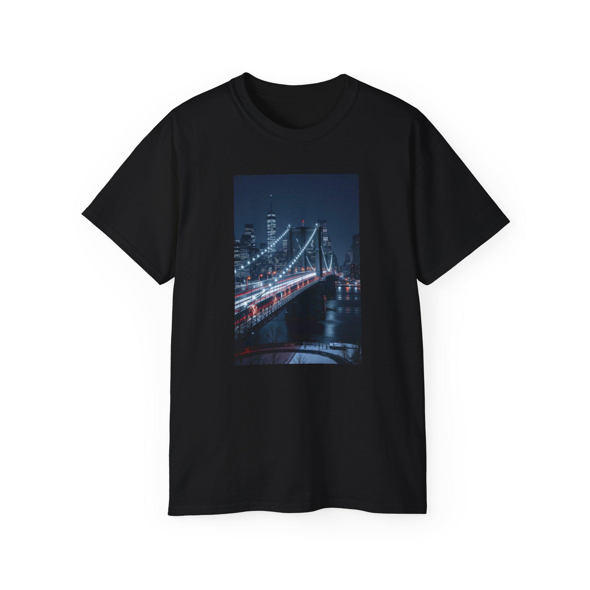 Cityscape Bridge Graphic Ultra Cotton Tee: Night Vibes