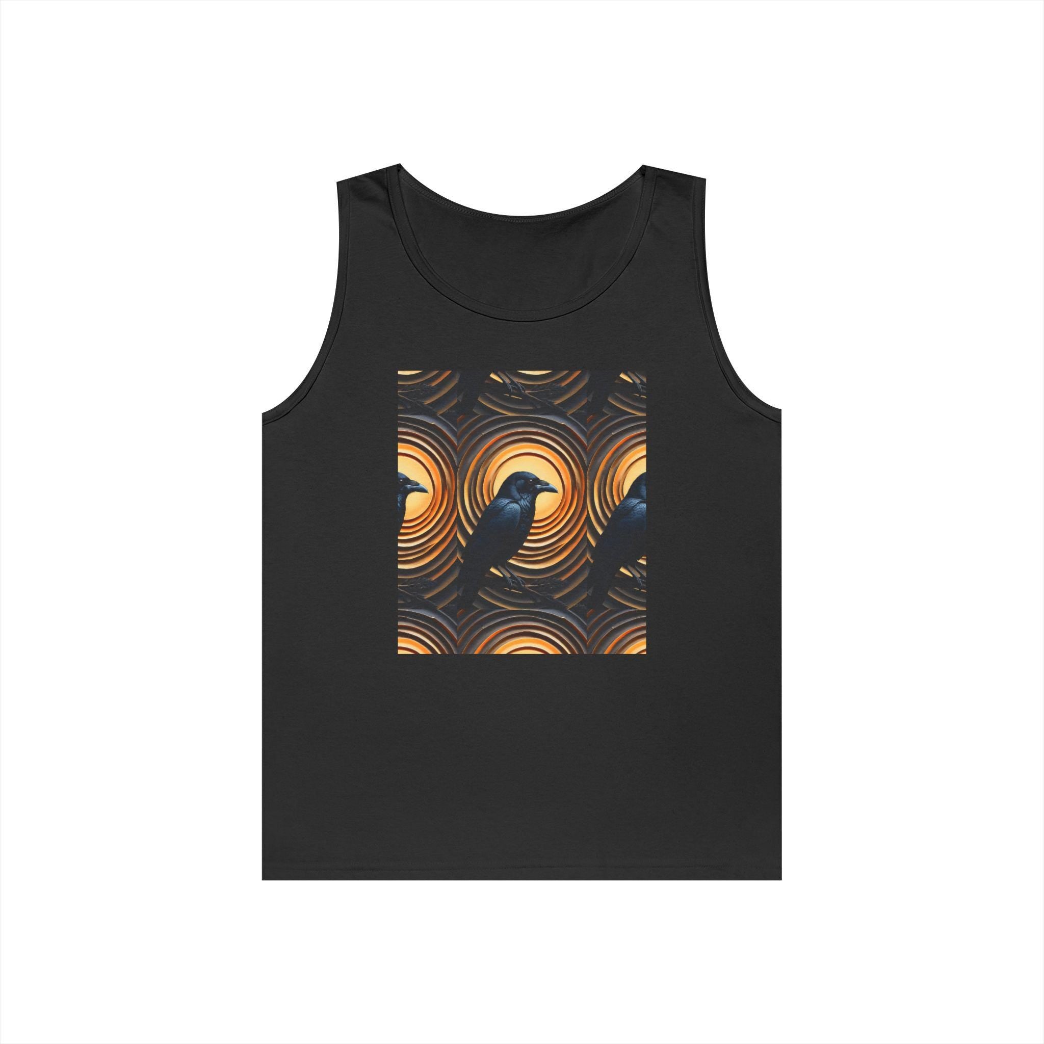 Raven Print Tank Top, Unisex Cotton Sleeveless Shirt, Boho Apparel