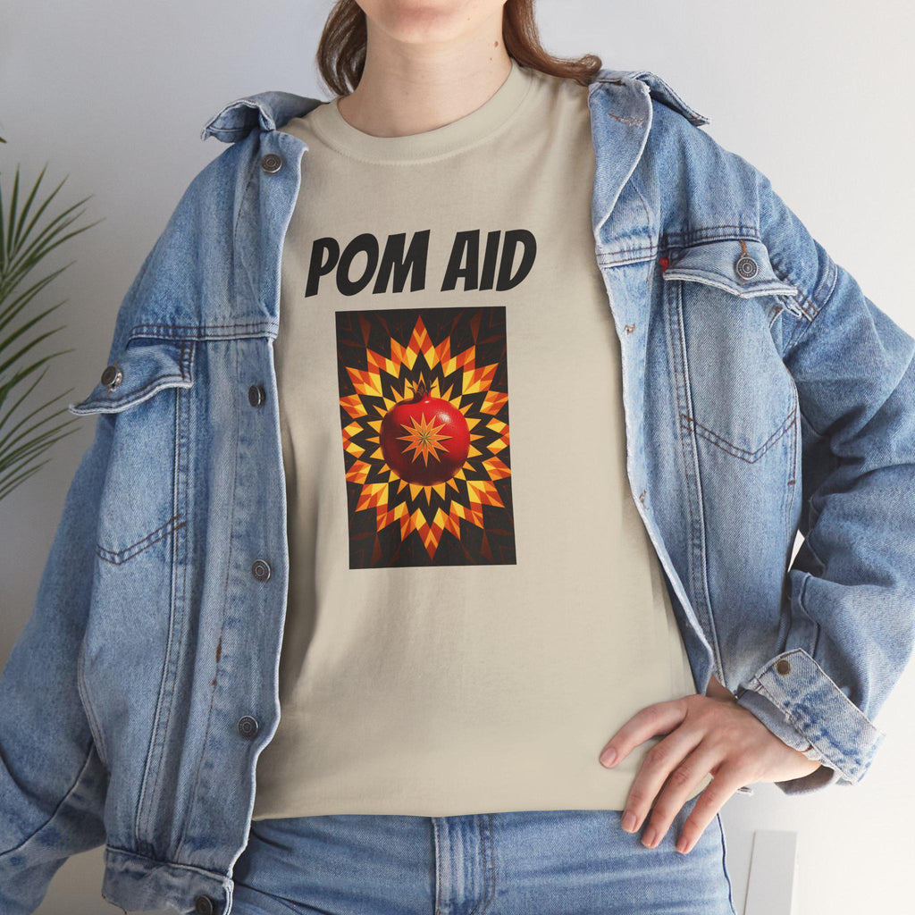 Vibrant 'POM AID' Graphic Tee - Unisex Music Festival Shirt