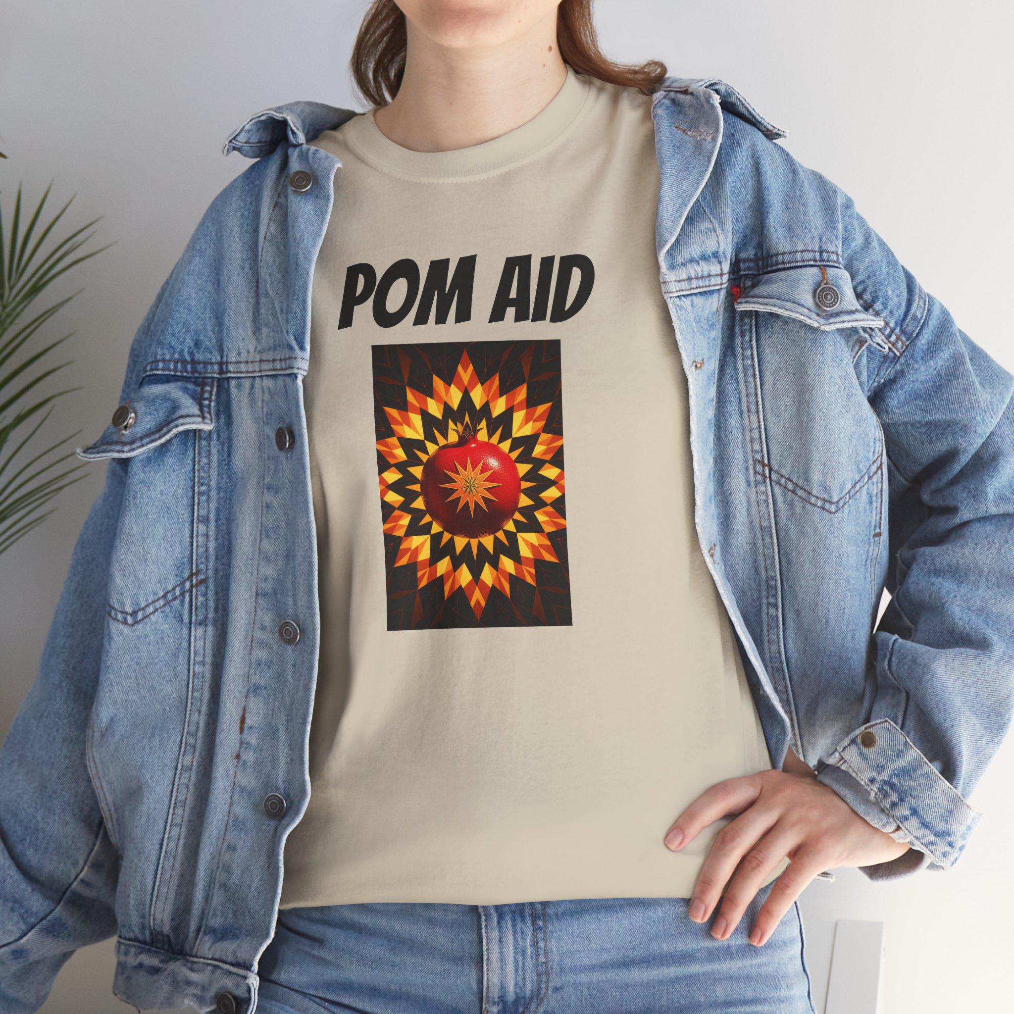 Vibrant 'POM AID' Graphic Tee - Unisex Music Festival Shirt