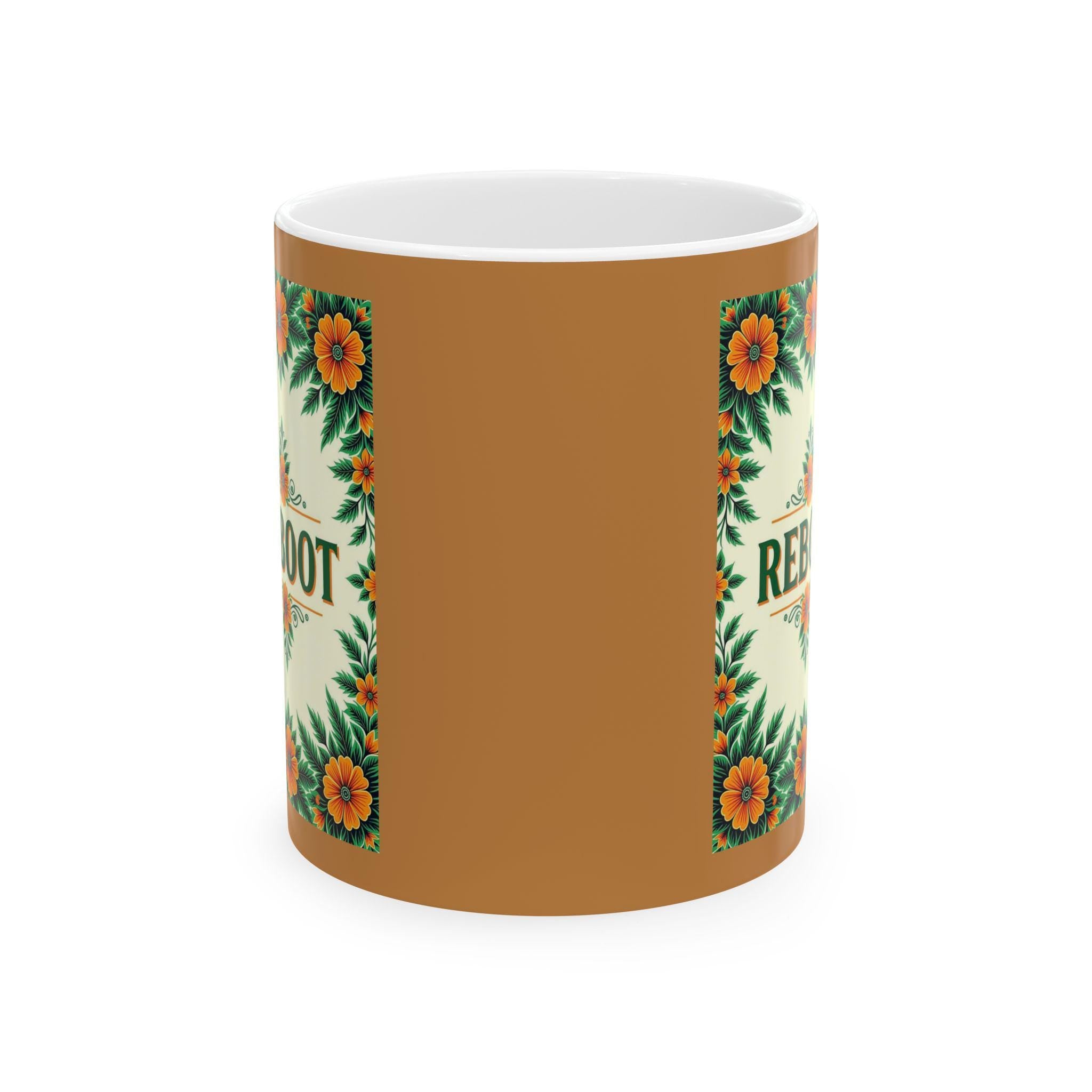 Floral Ceramic Coffee Mug - "Reboot" Design