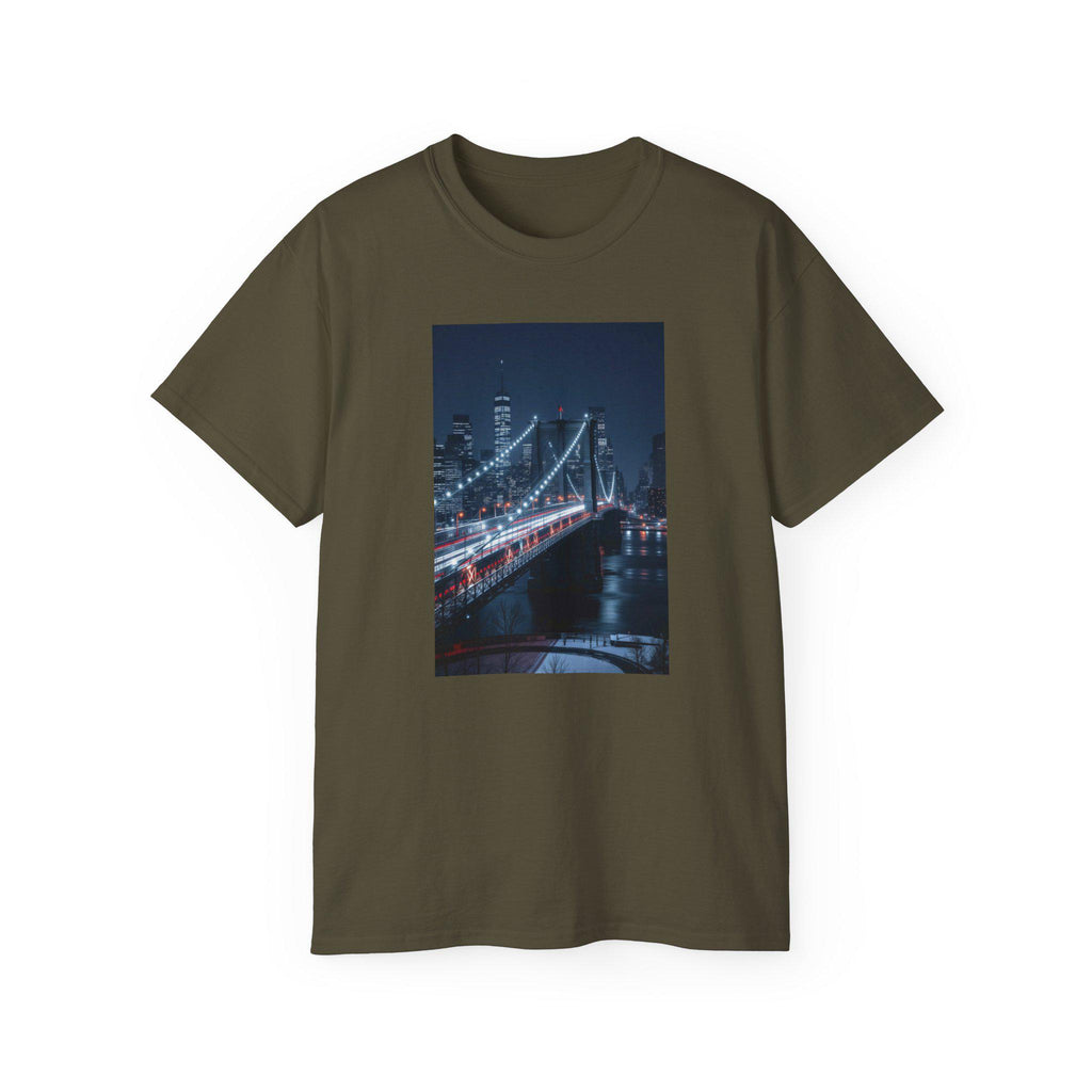 Cityscape Bridge Graphic Ultra Cotton Tee: Night Vibes