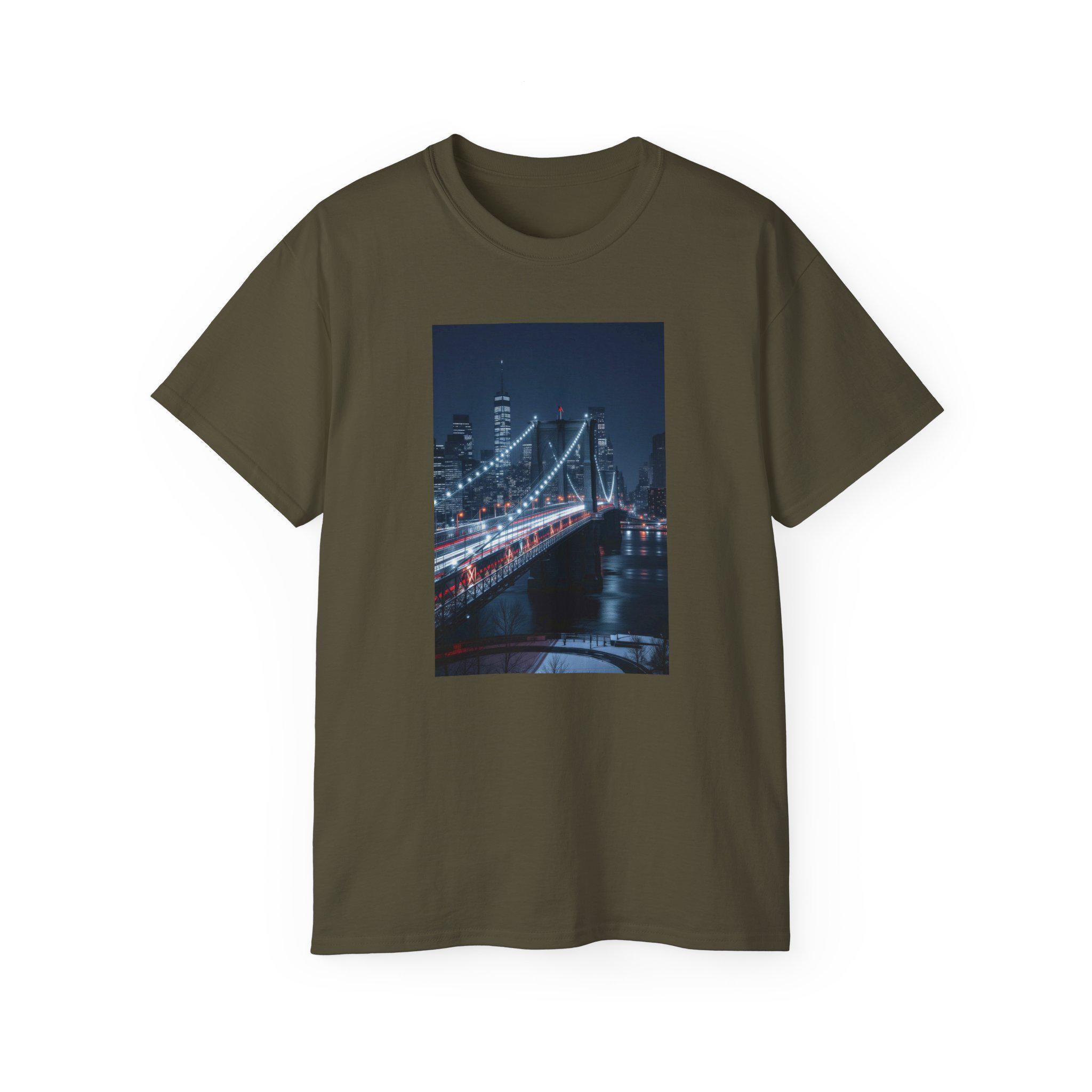 Cityscape Bridge Graphic Ultra Cotton Tee: Night Vibes