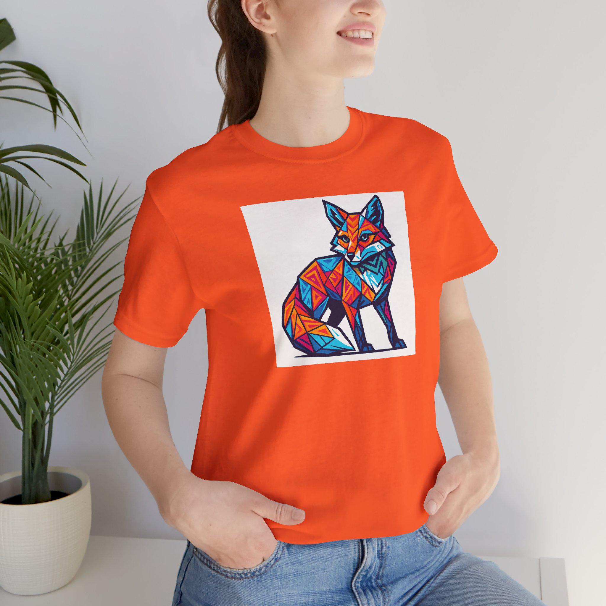 Geometric Fox Tee: Artistic Graphic Print Shirt