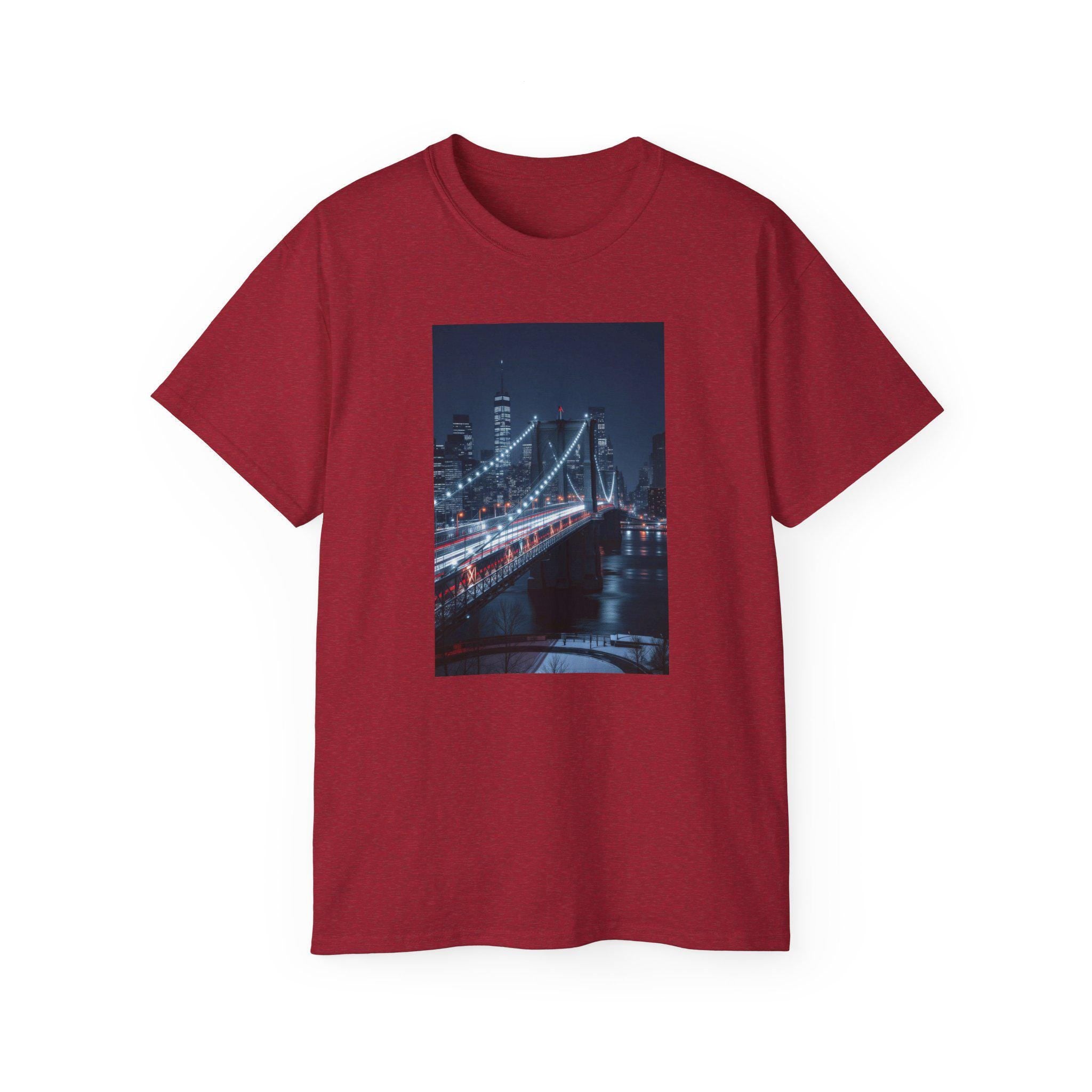 Cityscape Bridge Graphic Ultra Cotton Tee: Night Vibes