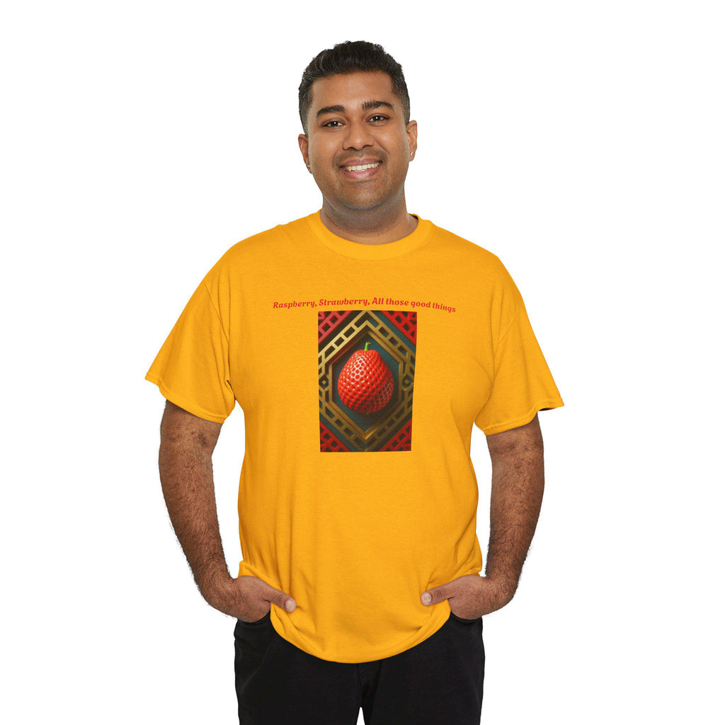 Strawberry Unisex Heavy Cotton Tee: Artistic Fruit Design