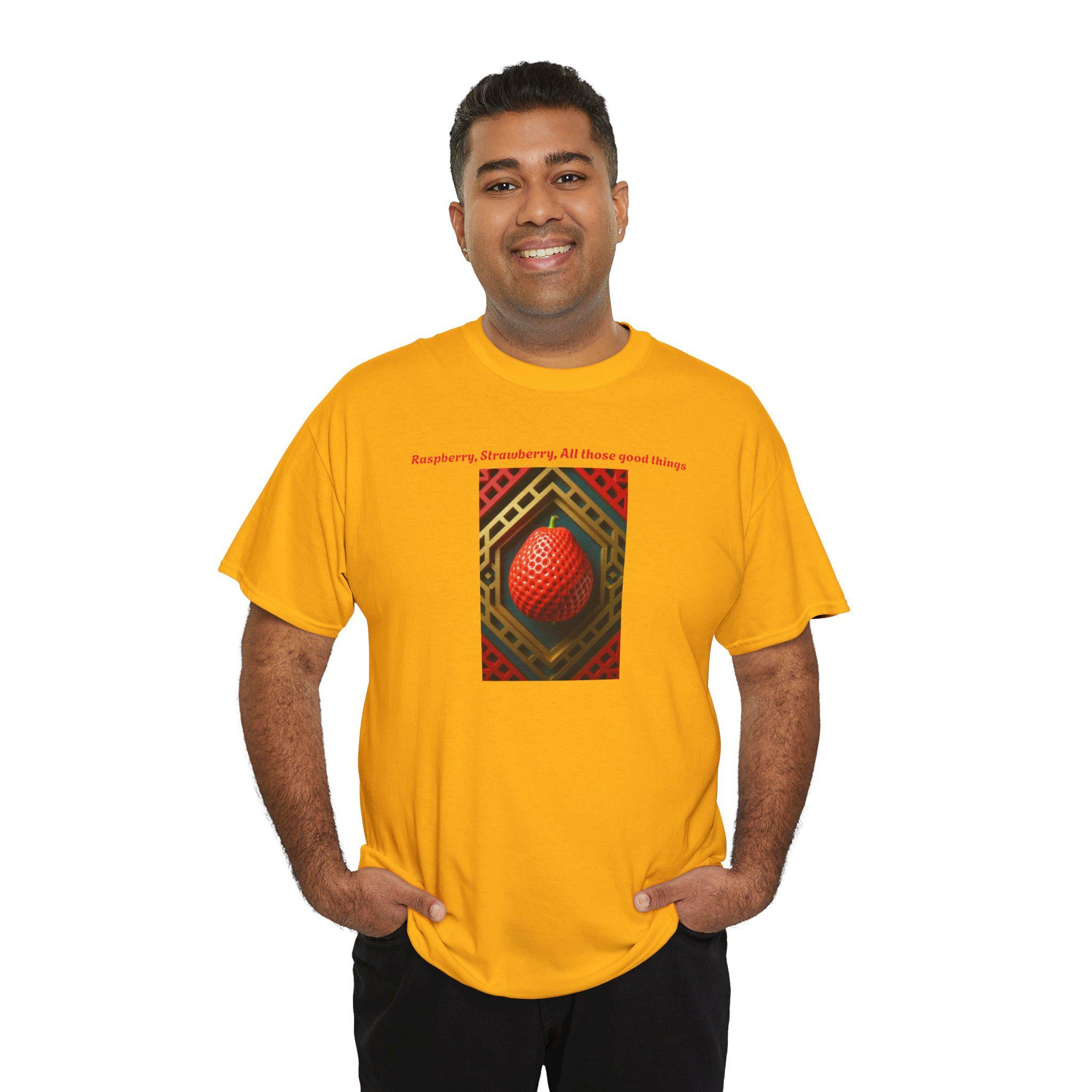 Strawberry Unisex Heavy Cotton Tee: Artistic Fruit Design
