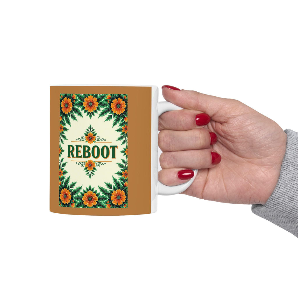 Floral Ceramic Coffee Mug - "Reboot" Design