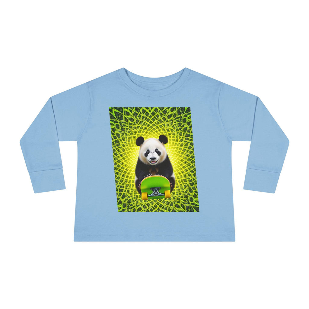 Playful Panda Toddler Tee: Eco-Friendly Cotton Long Sleeve