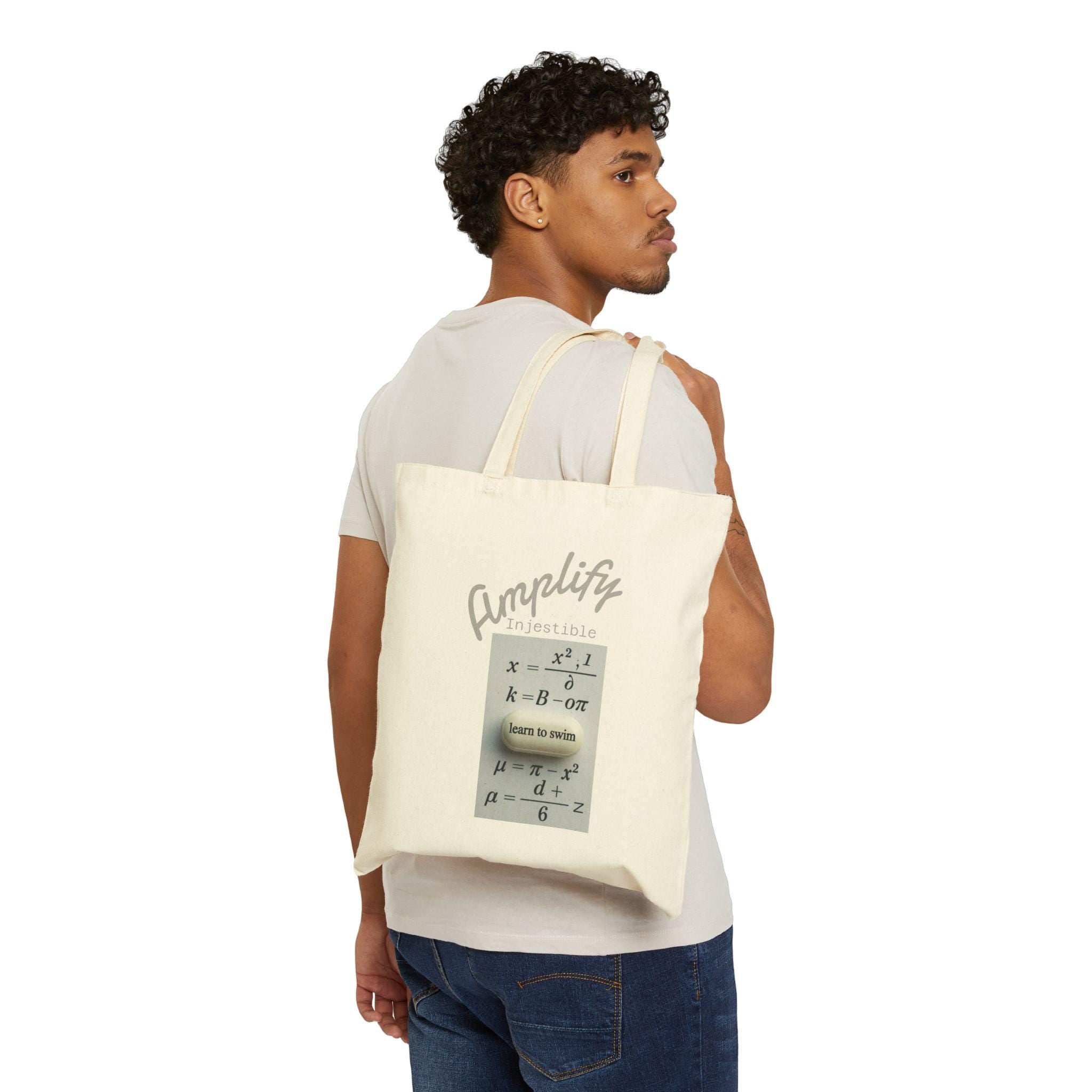 Inspirational Cotton Canvas Tote Bag: Math Equations Graphic