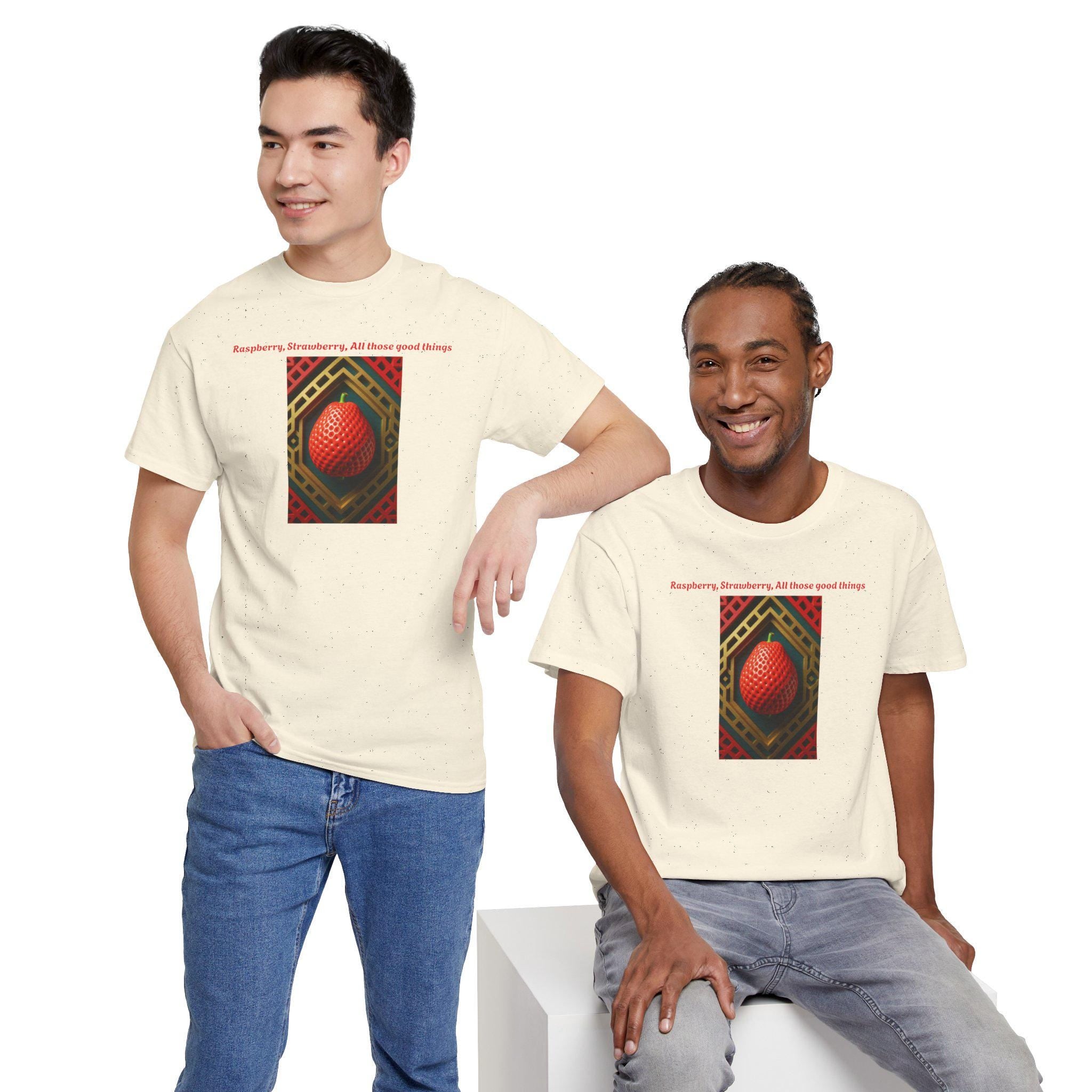 Strawberry Unisex Heavy Cotton Tee: Artistic Fruit Design