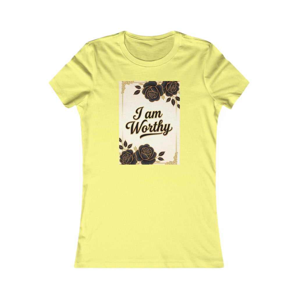 Floral Women's Tee: I am Worthy, Self-Love Gift