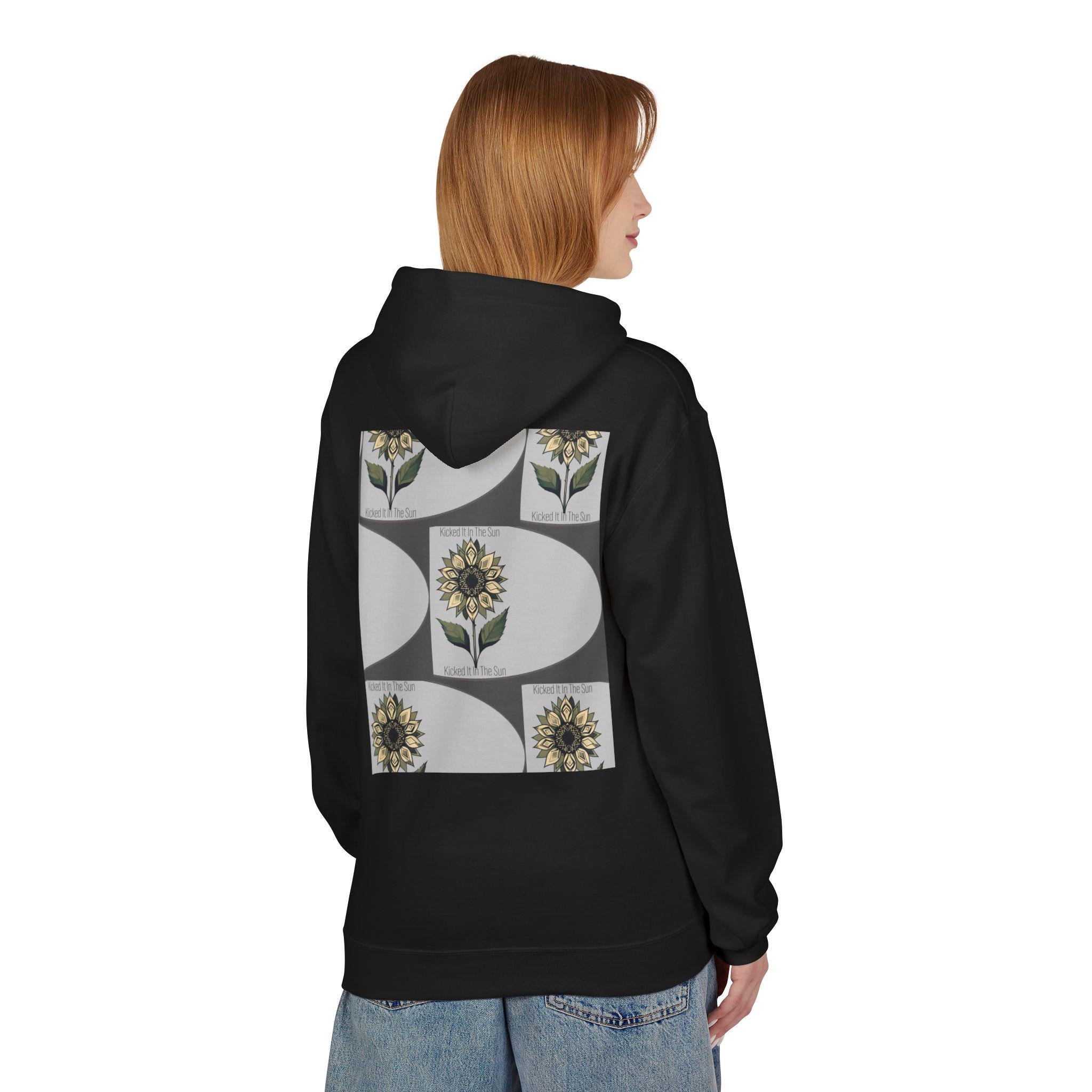 Sunflower Graphic Fleece Hoodie, Unisex Floral Design
