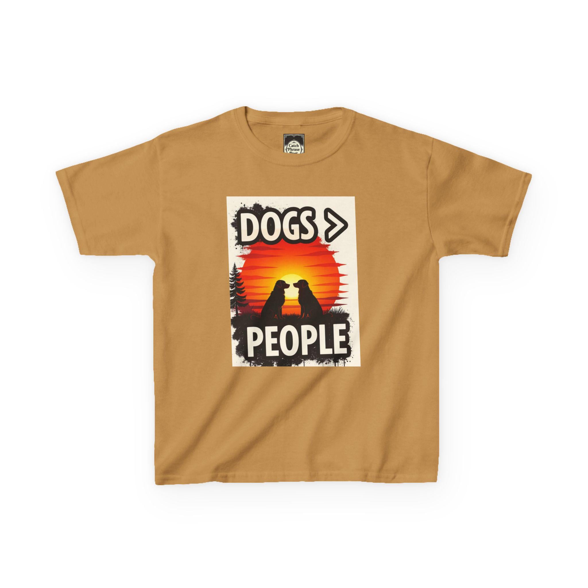 Kids 'Dogs > People' Cotton Tee: Animal Lover Gift