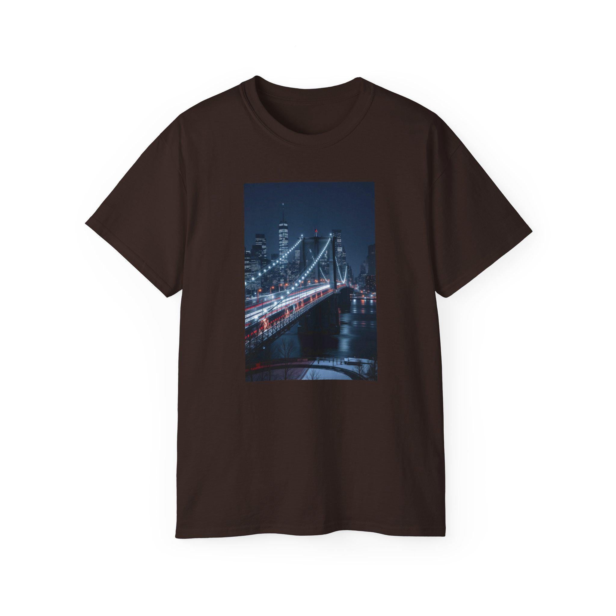 Cityscape Bridge Graphic Ultra Cotton Tee: Night Vibes