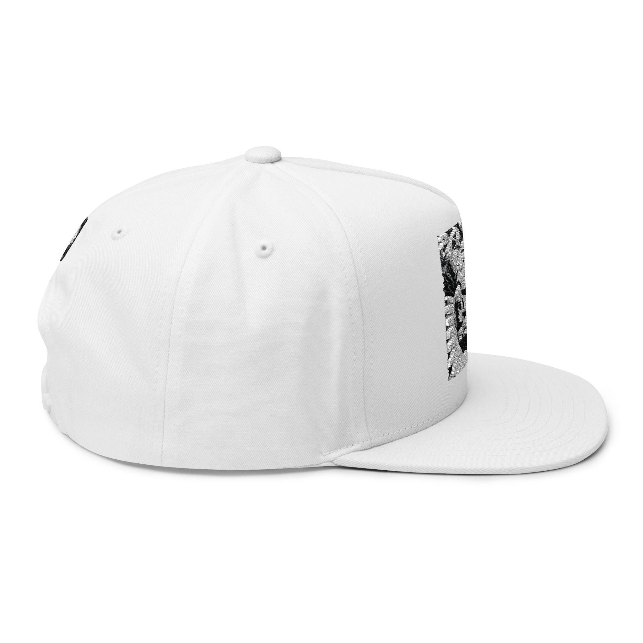Embroidered Flat Bill Cap: Love Fist Design, Cotton Twill Snapback