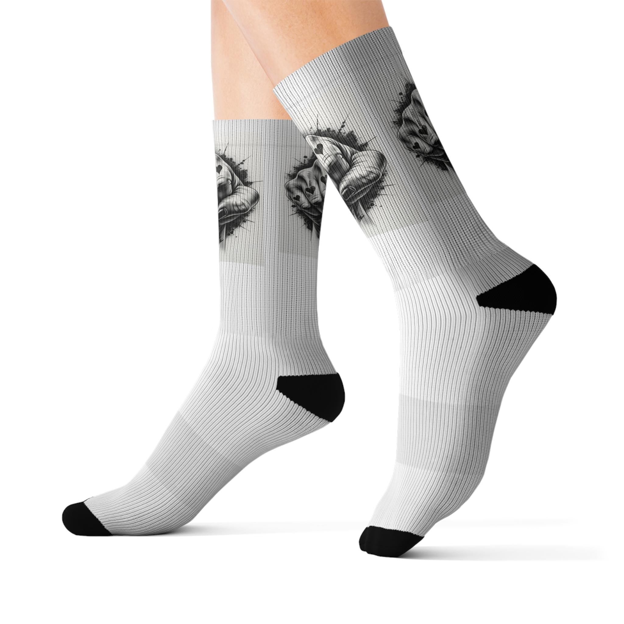 Artistic Lion Sublimation Socks: Fleece-Lined Crew Socks