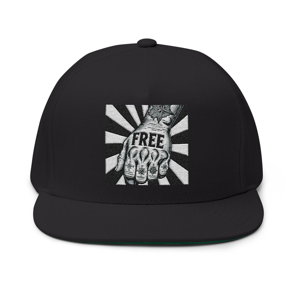 Free Spirit Embroidered Flat Bill Cap - Cotton Twill Urban Hat
