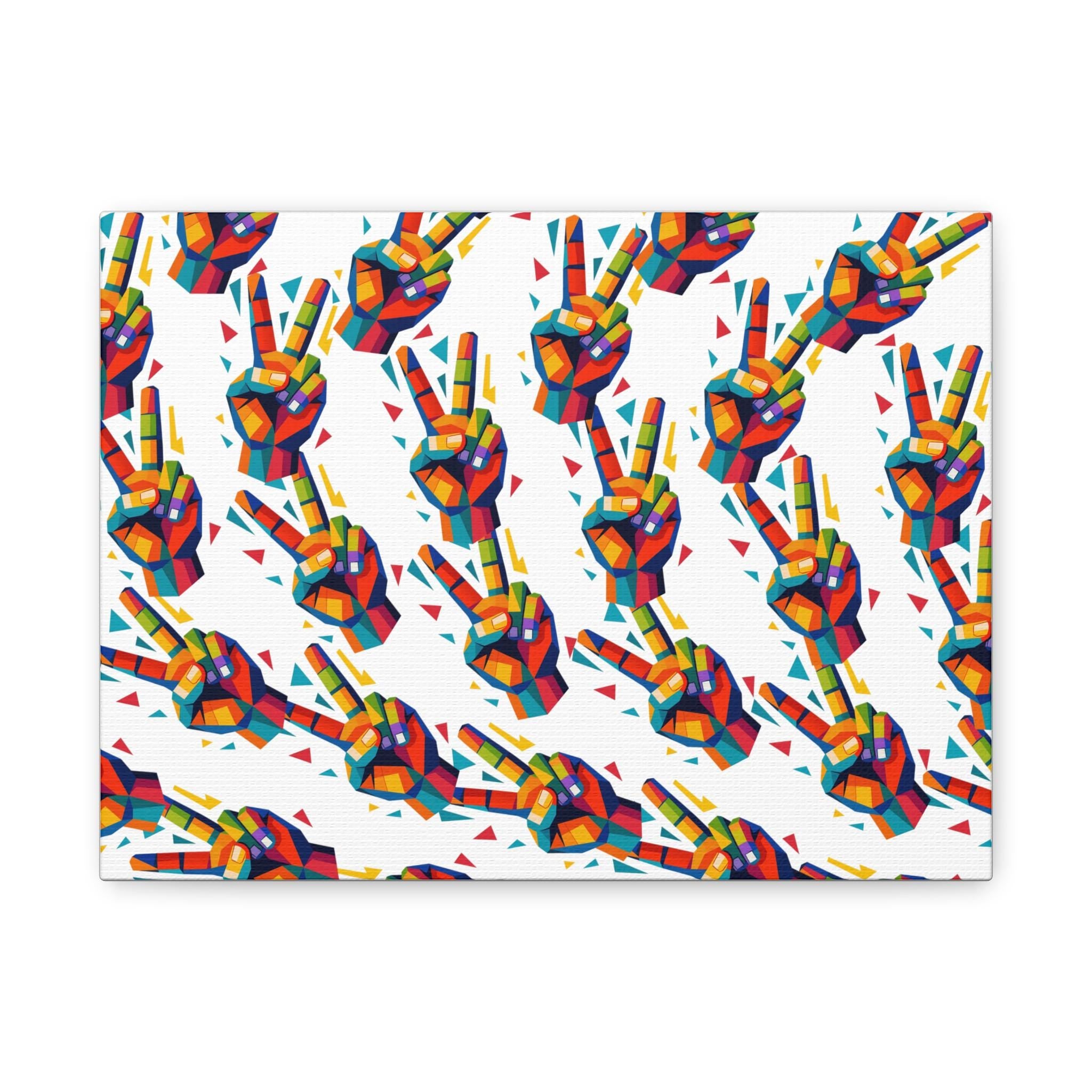 Colorful Peace Sign Matte Canvas Art Print, Retro Boho Decor
