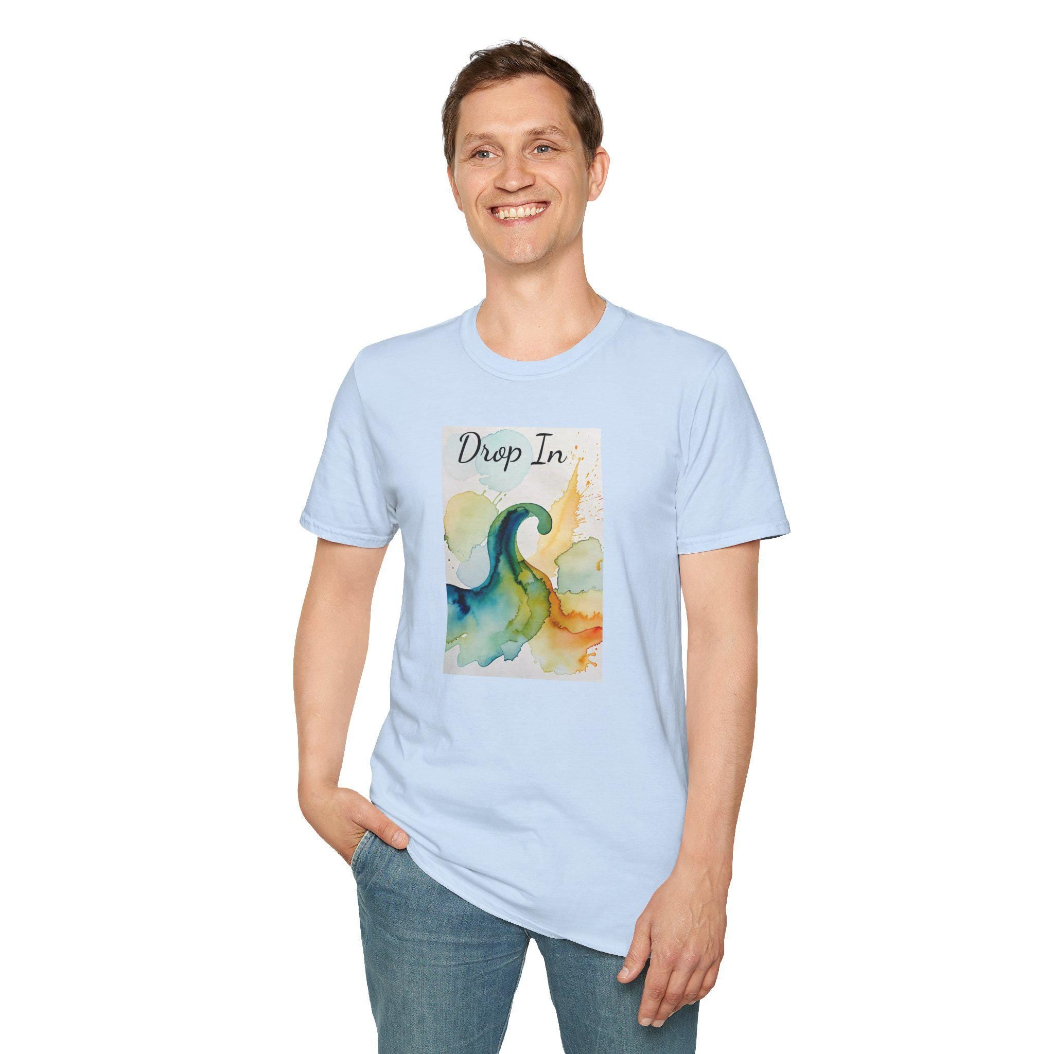 Watercolor Wave T-Shirt, Unisex Surfing Tee, Beachwear