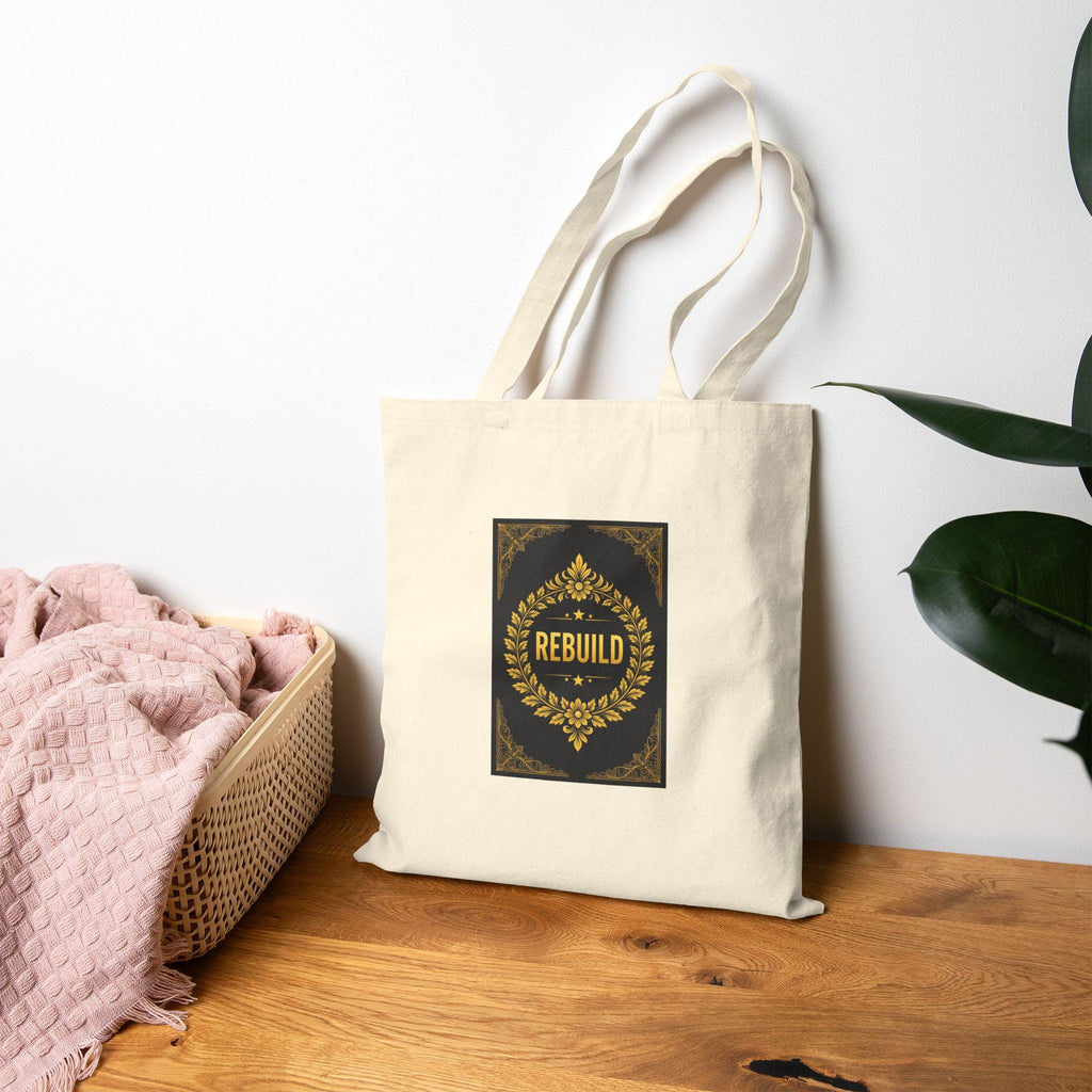Rebuild Daily Cotton Canvas Tote Bag - Inspirational Shopping Bag