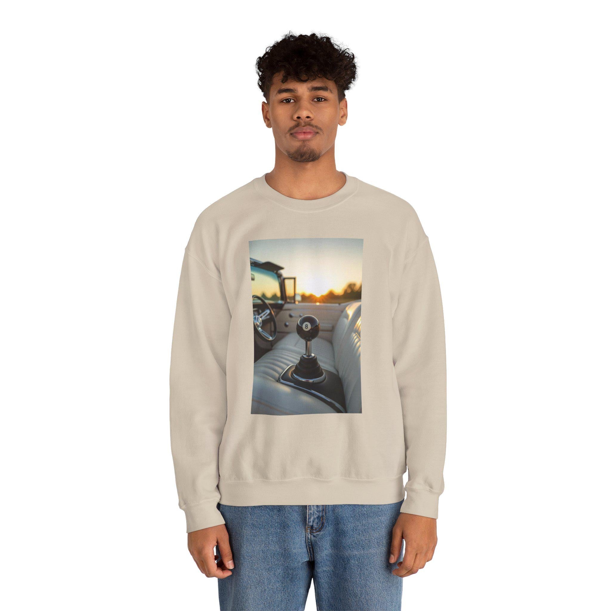 Vintage Car Crewneck Sweatshirt: Retro Road Trip Style
