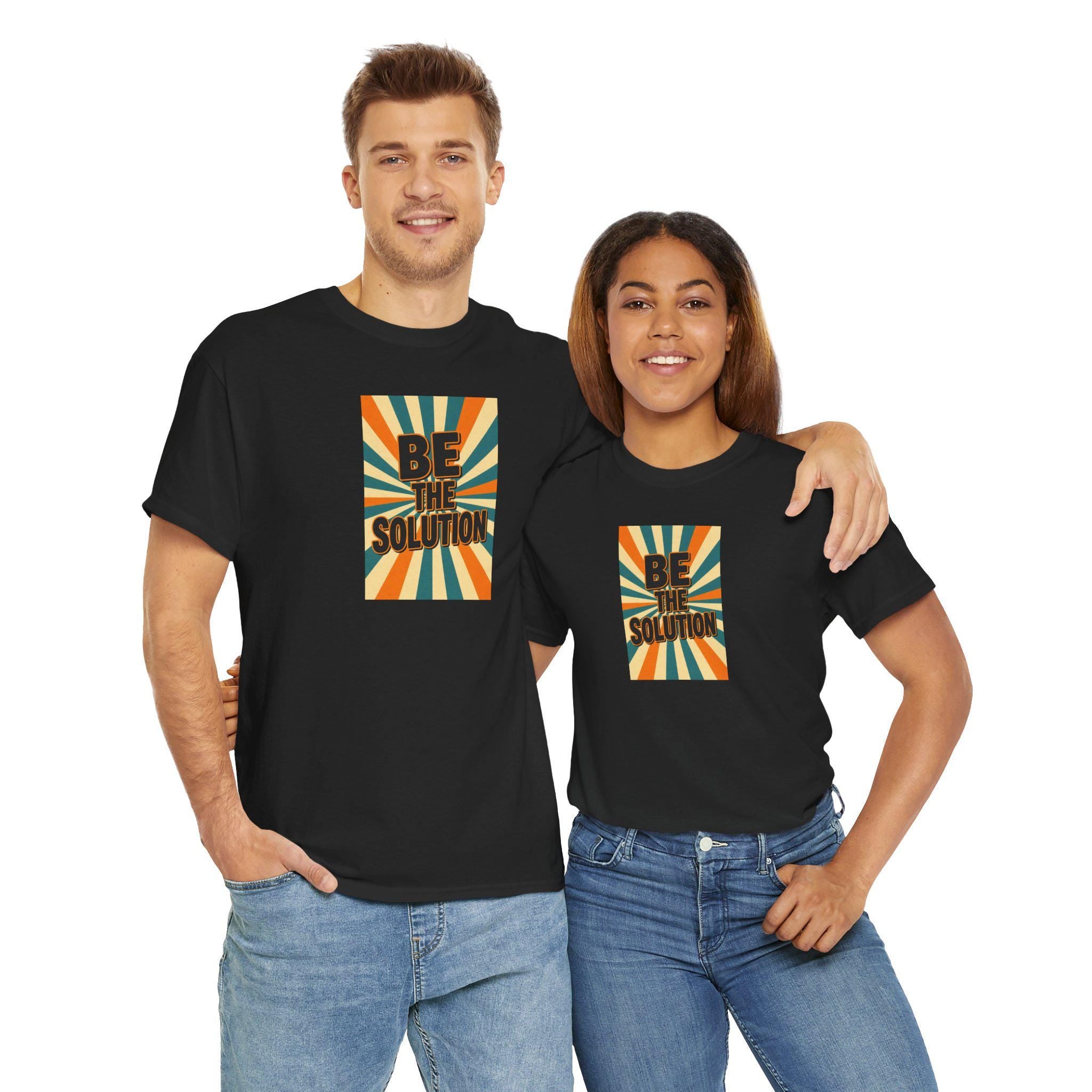 Motivational Unisex Heavy Cotton Tee - Be the Solution Shirt, Casual Wear, Gift for Activists, Eco-Friendly Fashion, Inspirational T-Shirt