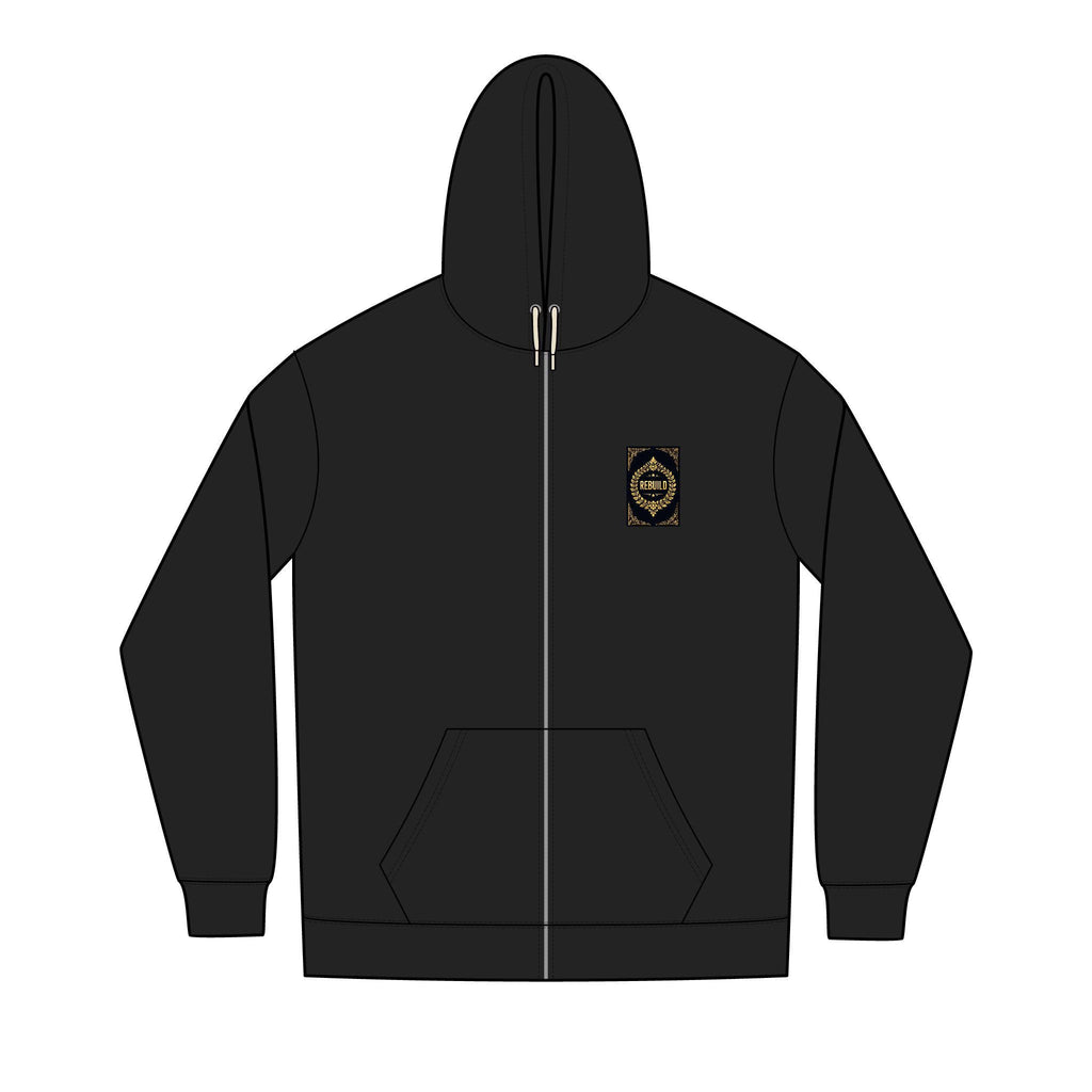 Eco-Friendly Re-Fleece Hoodie: 'Rebuild' Graphic, Full Zip