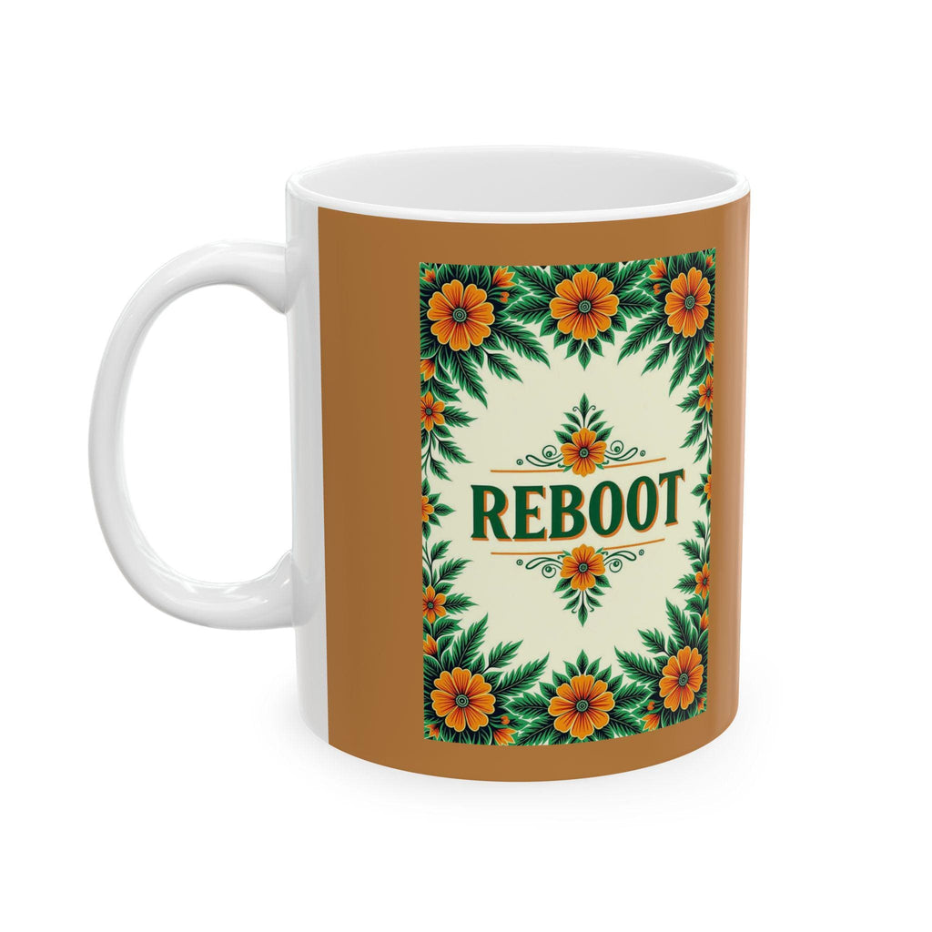 Floral Ceramic Coffee Mug - "Reboot" Design