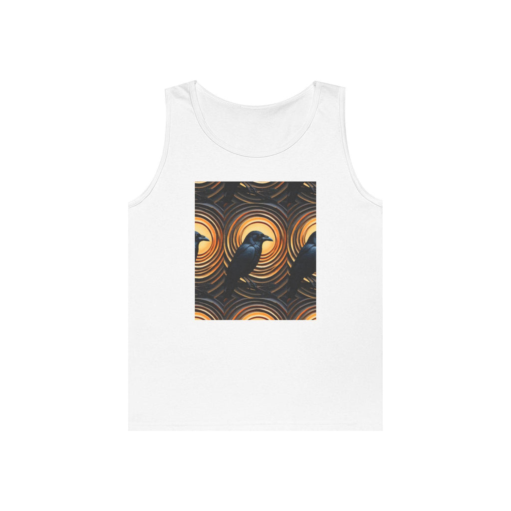 Raven Print Tank Top, Unisex Cotton Sleeveless Shirt, Boho Apparel